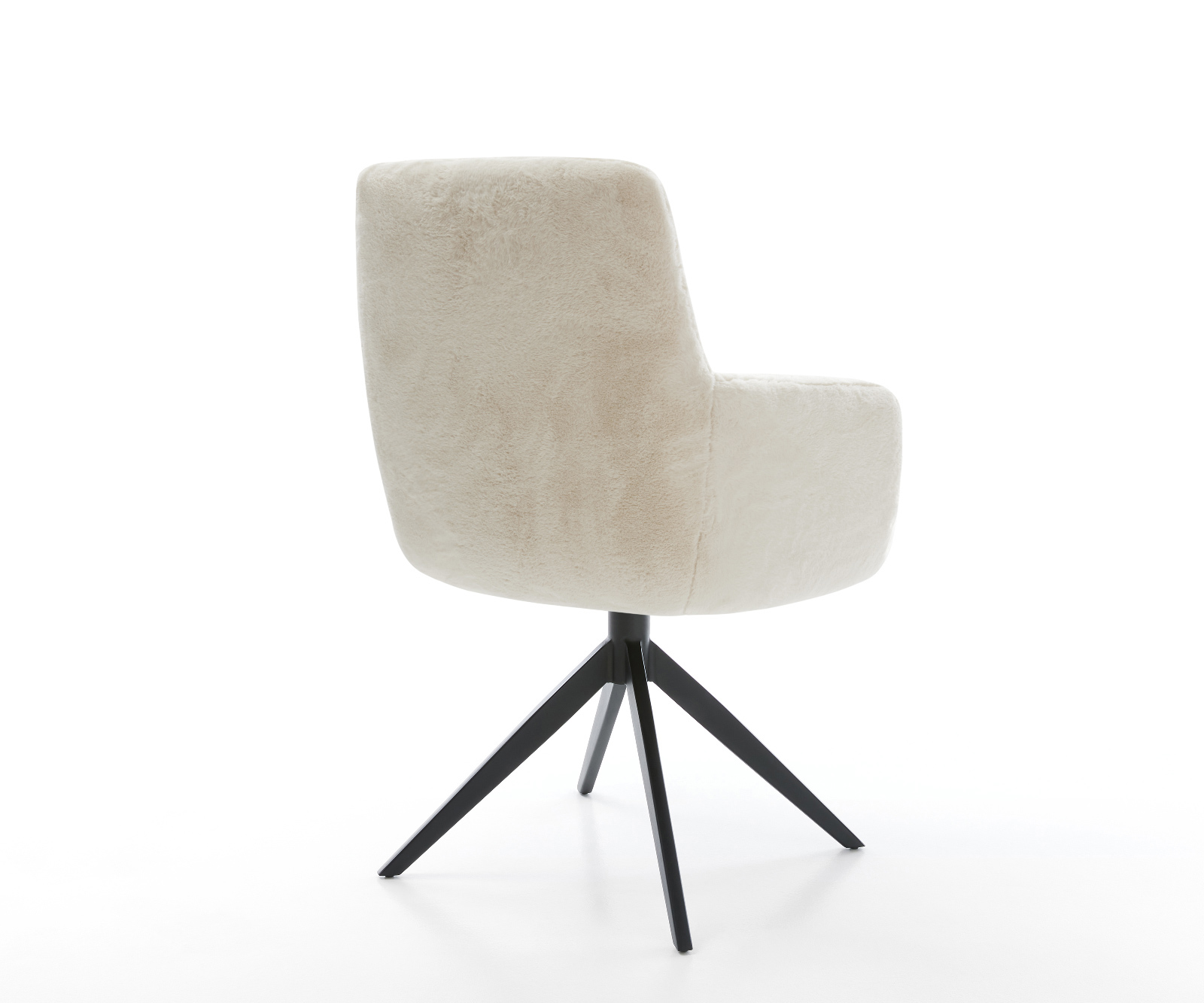 Jedálenská stolička Heira-Flex s opierkami plyšový manšester krémovo biela krížová podstava široká čierna otočný o 360° hojdacia funkcia vrecková pružina - Image 5