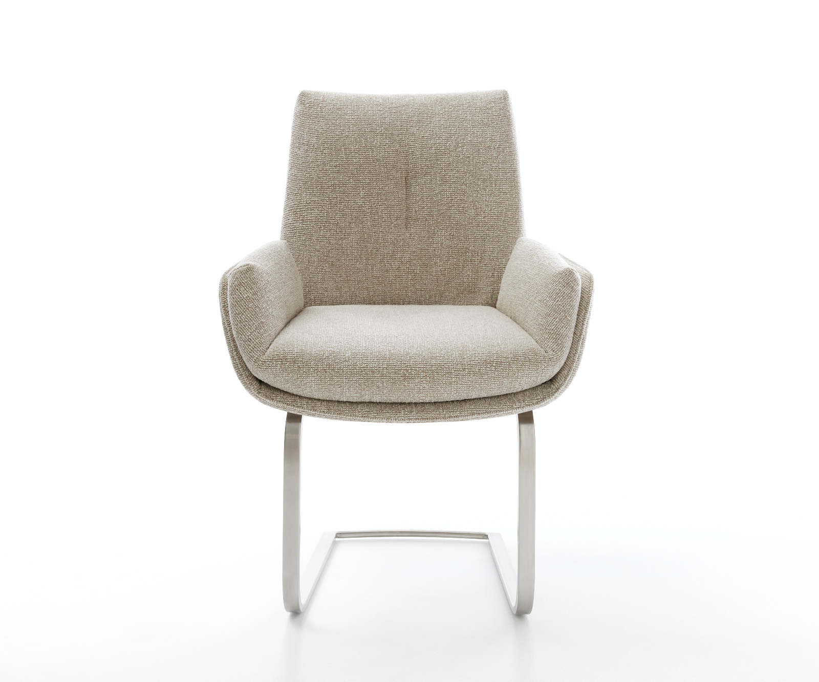 Konzolová jedálenská stolička Clea-Flex tkanina mäkká béžová konzolová jedálenská stolička plochá nerezová oceľ - Image 2