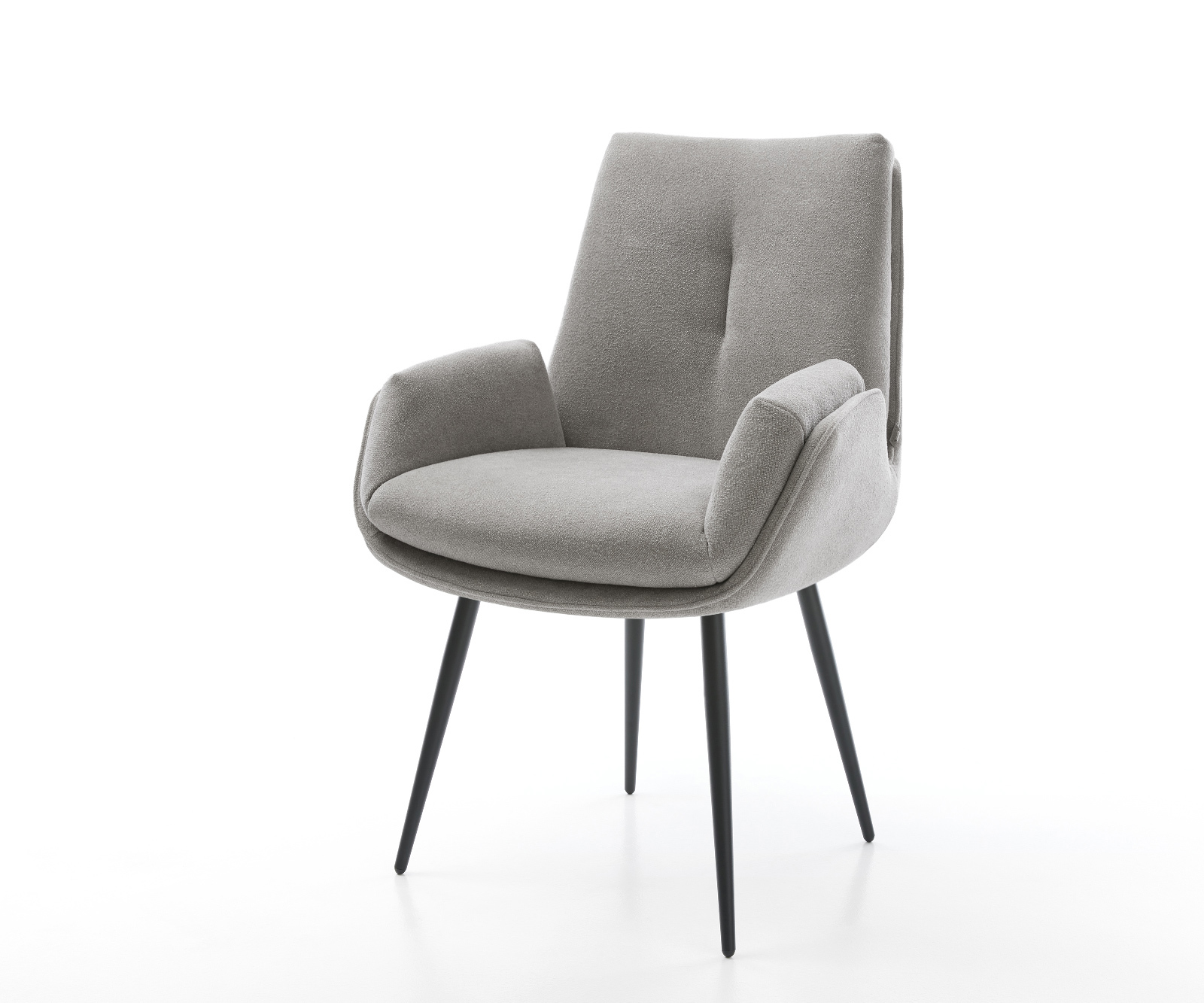 Jedálenská stolička Clea-Flex štruktúrovaná látka mäkký sivá 4-nohá zúžená čierna