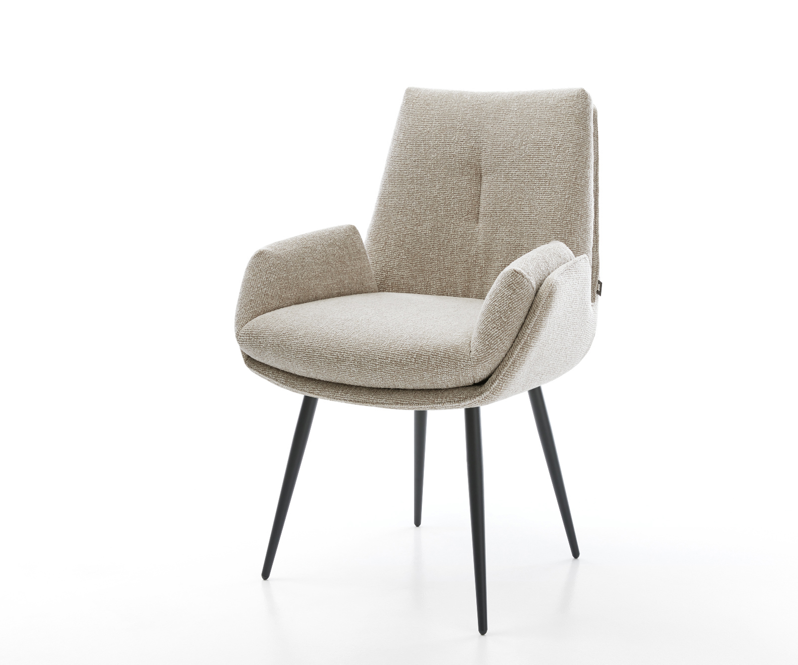 Jedálenská stolička Clea-Flex tkanina mäkký béžová 4-nohá zúžená čierna