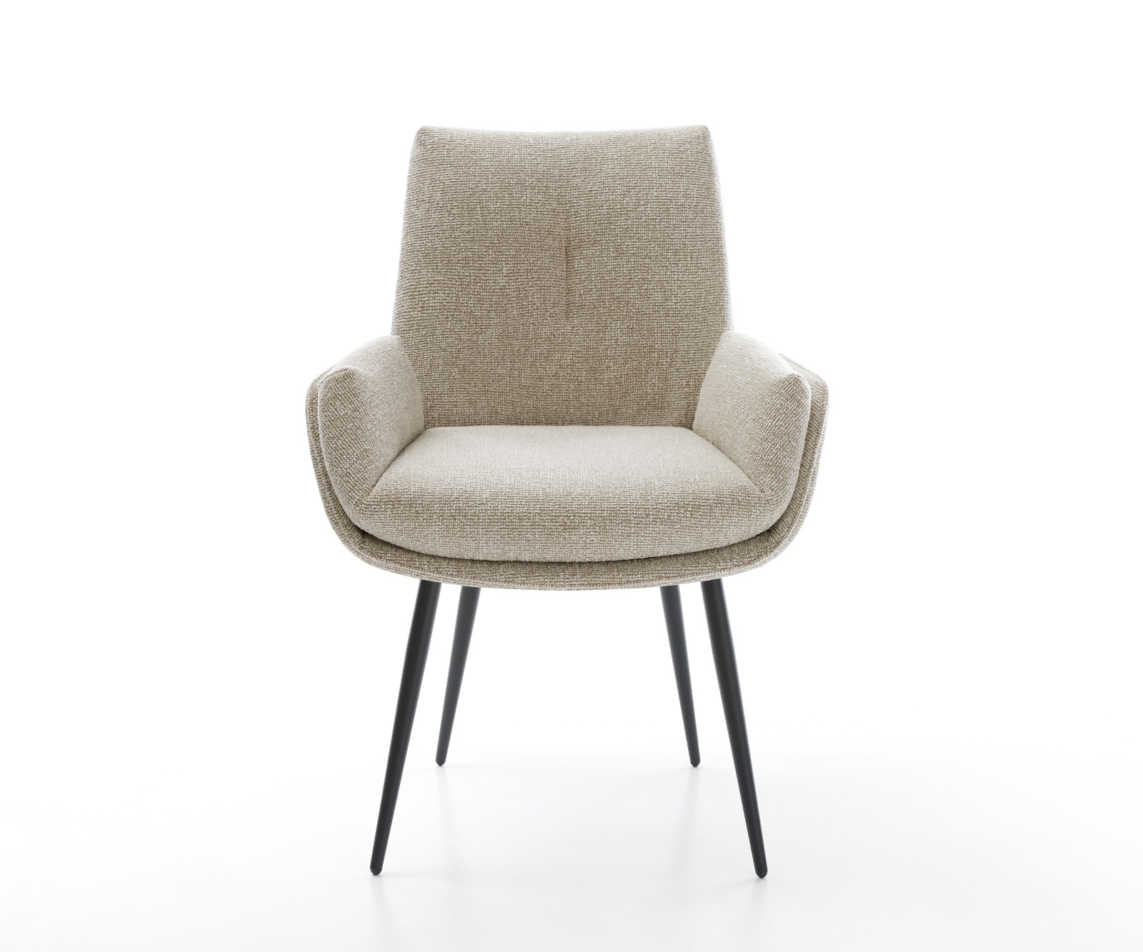 Jedálenská stolička Clea-Flex tkanina mäkký béžová 4-nohá zúžená čierna - Image 2