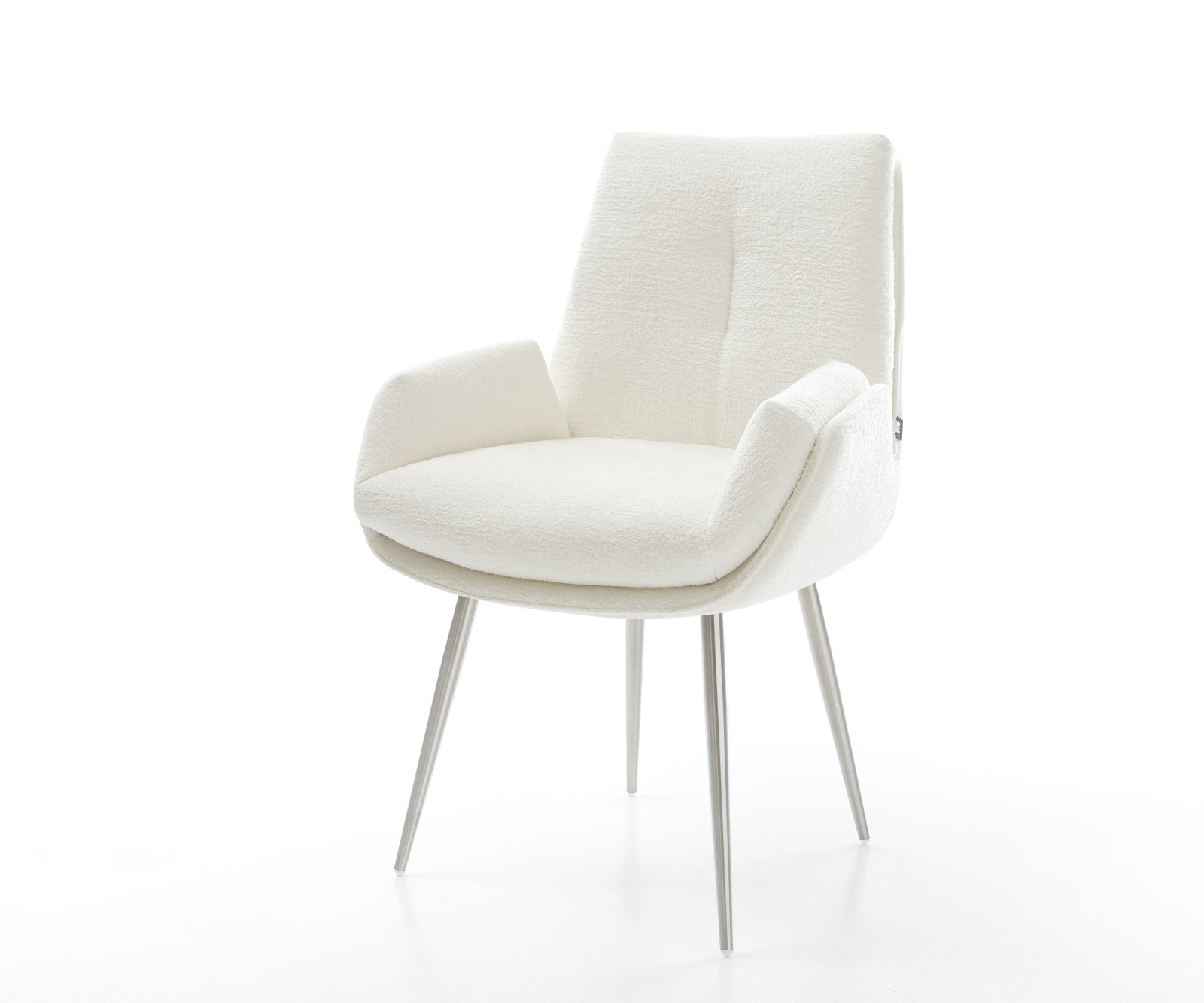 Jedálenská stolička Clea-Flex bouclé mäkký béžová 4-nohá zúžená nerezová oceľ