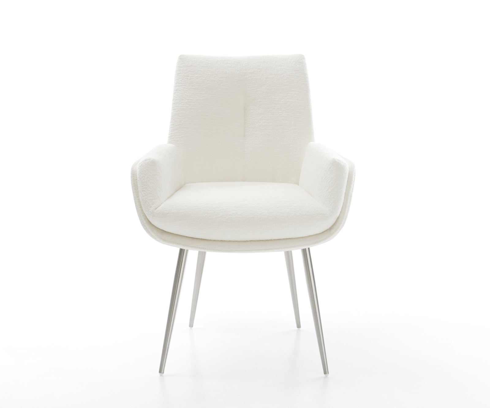 Jedálenská stolička Clea-Flex bouclé mäkký béžová 4-nohá zúžená nerezová oceľ - Image 2