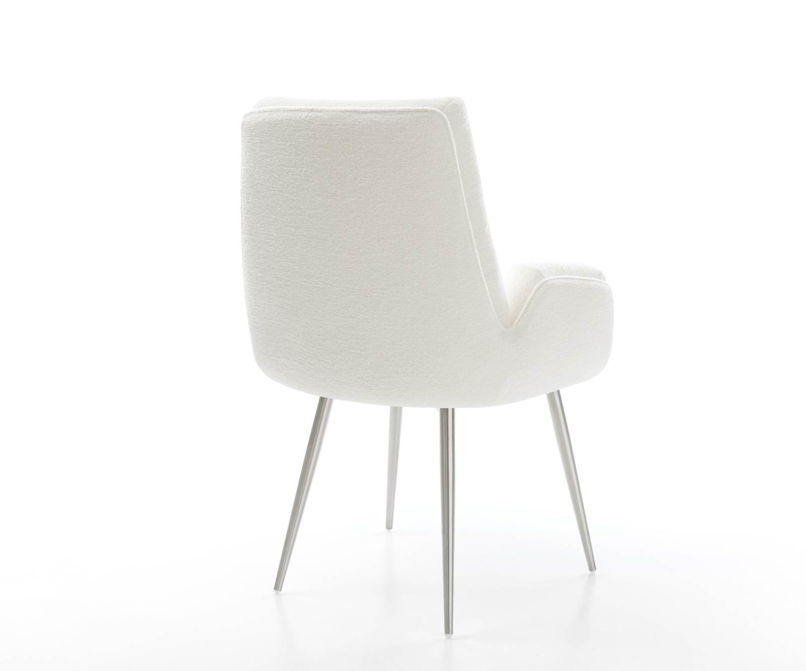 Jedálenská stolička Clea-Flex bouclé mäkký béžová 4-nohá zúžená nerezová oceľ - Image 5