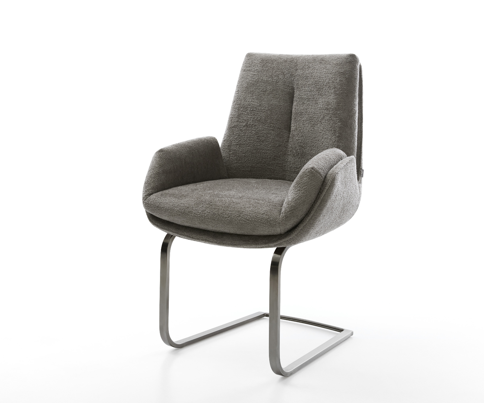 Konzolová jedálenská stolička Clea-Flex bouclé mäkký tmavobéžová konzolová jedálenská stolička plochý grafitová