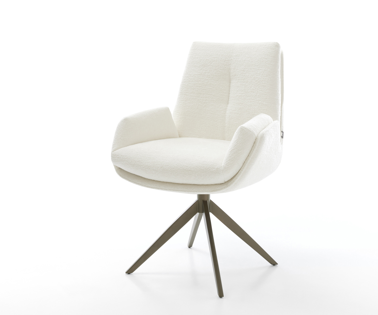 Jedálenská stolička Clea-Flex bouclé mäkký béžová krížová podstava široká titánová farba 360° otočný hojdacia funkcia