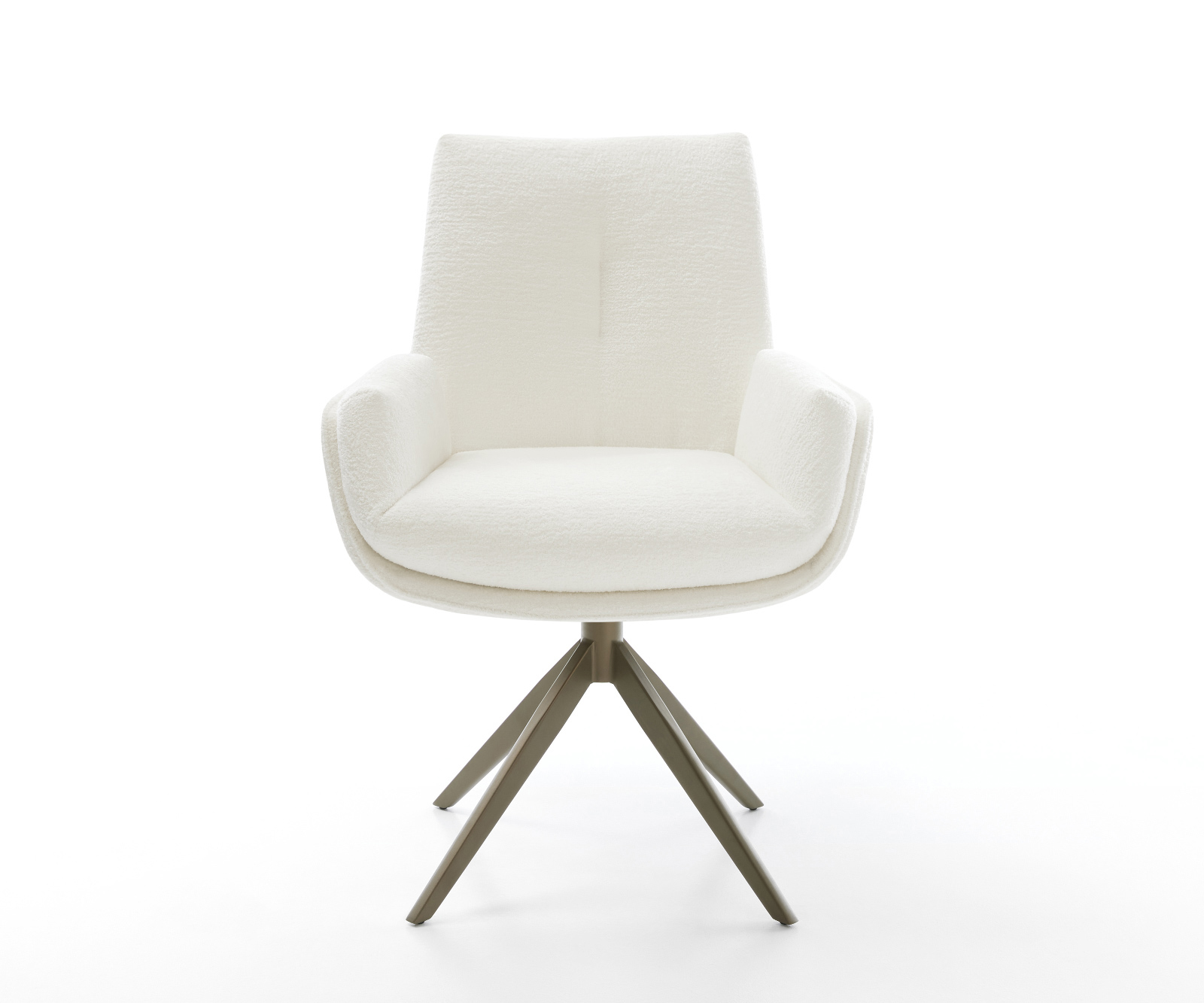 Jedálenská stolička Clea-Flex bouclé mäkký béžová krížová podstava široká titánová farba 360° otočný hojdacia funkcia - Image 2