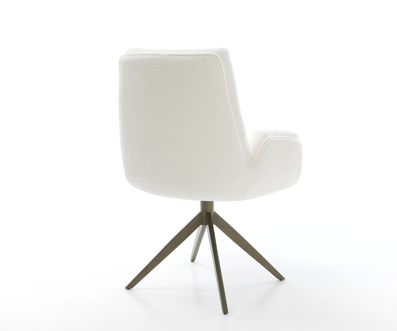 Jedálenská stolička Clea-Flex bouclé mäkký béžová krížová podstava široká titánová farba 360° otočný hojdacia funkcia - Image 5