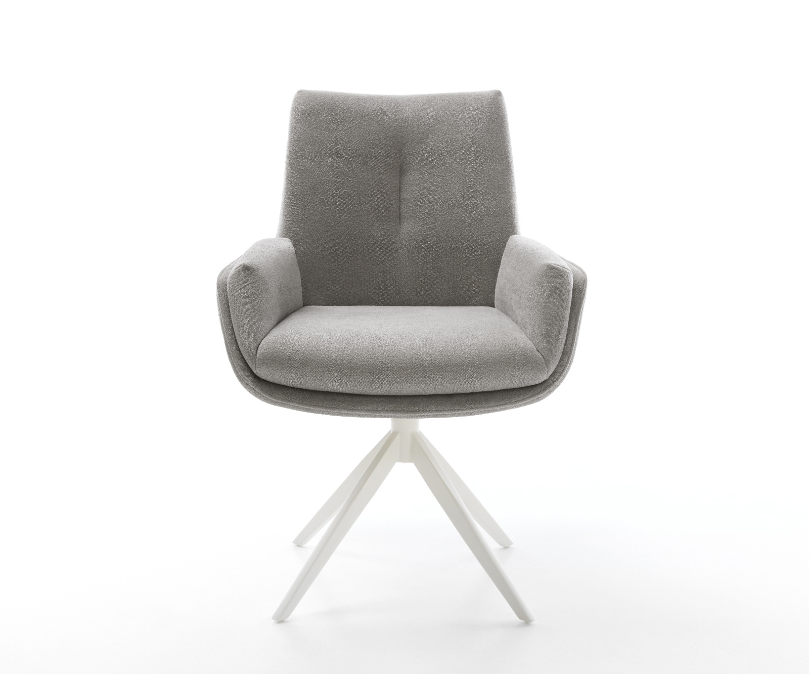 Jedálenská stolička Clea-Flex texturovaná látka mäkký sivá krížová podstava široká biela 360° otočný hojdacia funkcia - Image 2