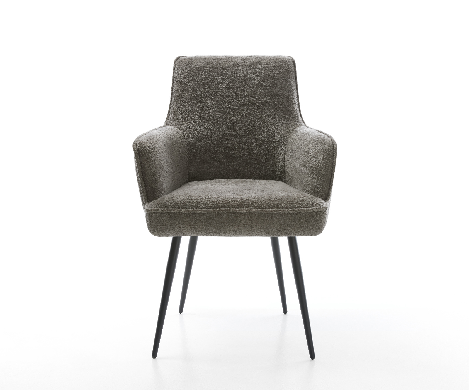 Jedálenská stolička Heira-Flex s opierkami bouclé mäkký tmavobéžová 4-nohá zúžená čierna vrecková pružina - Image 2