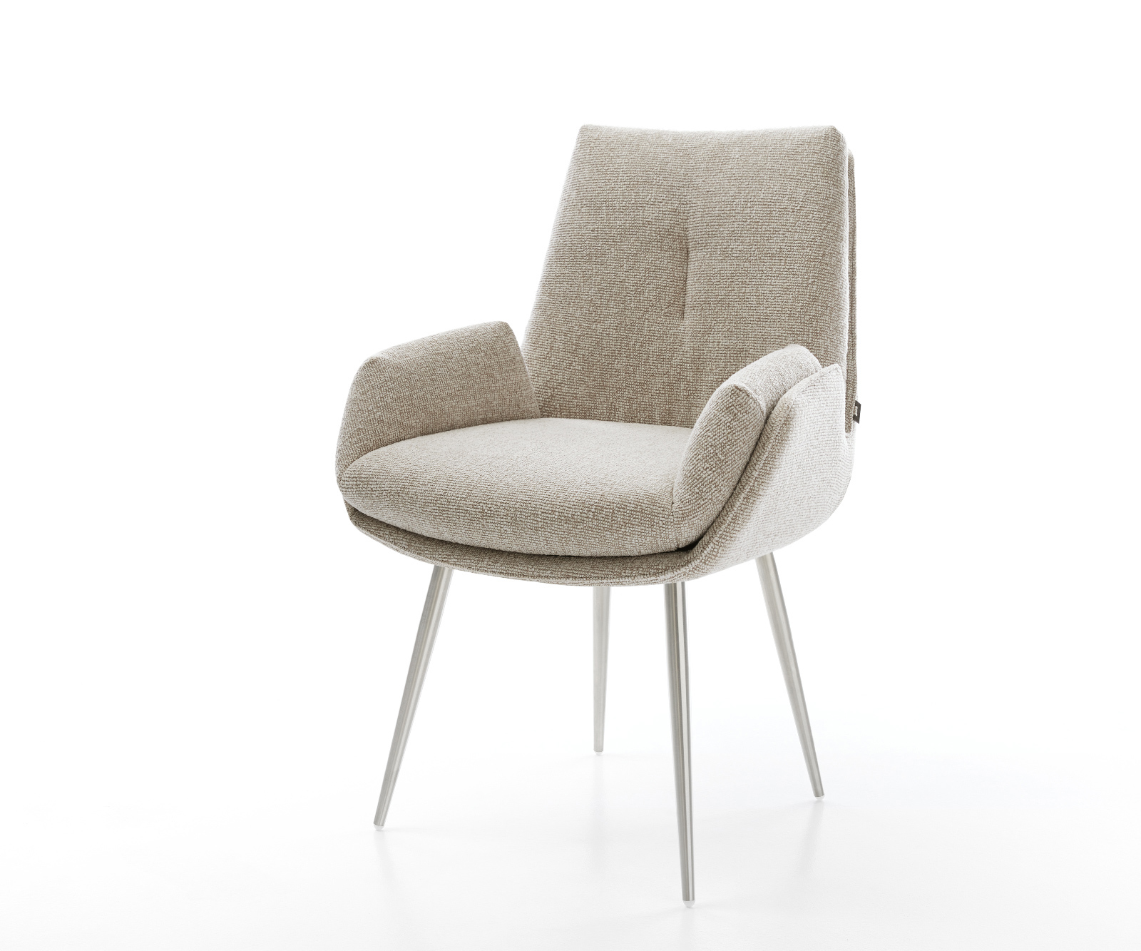 Jedálenská stolička Clea-Flex tkanina mäkký béžová 4-nohá zúžená nerezová oceľ