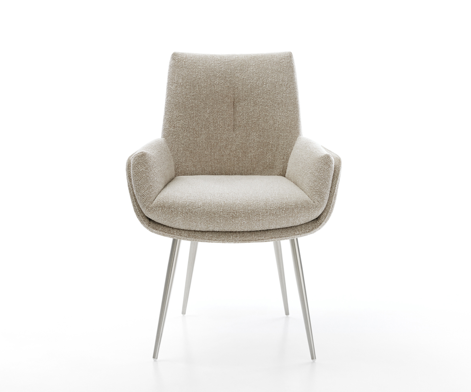 Jedálenská stolička Clea-Flex tkanina mäkký béžová 4-nohá zúžená nerezová oceľ - Image 2