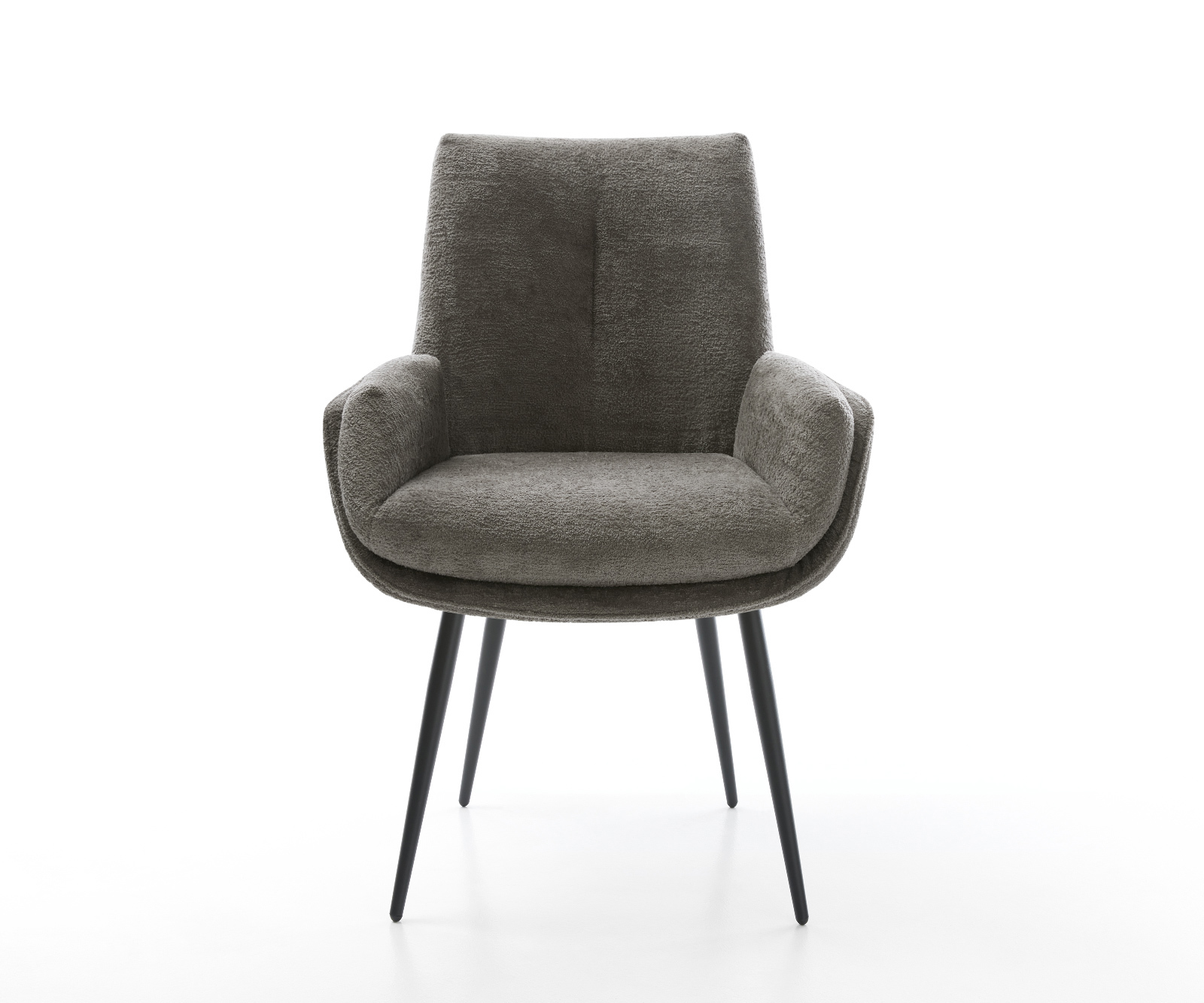 Jedálenská stolička Clea-Flex bouclé mäkký tmavobéžová 4-nohá zúžená čierna - Image 2