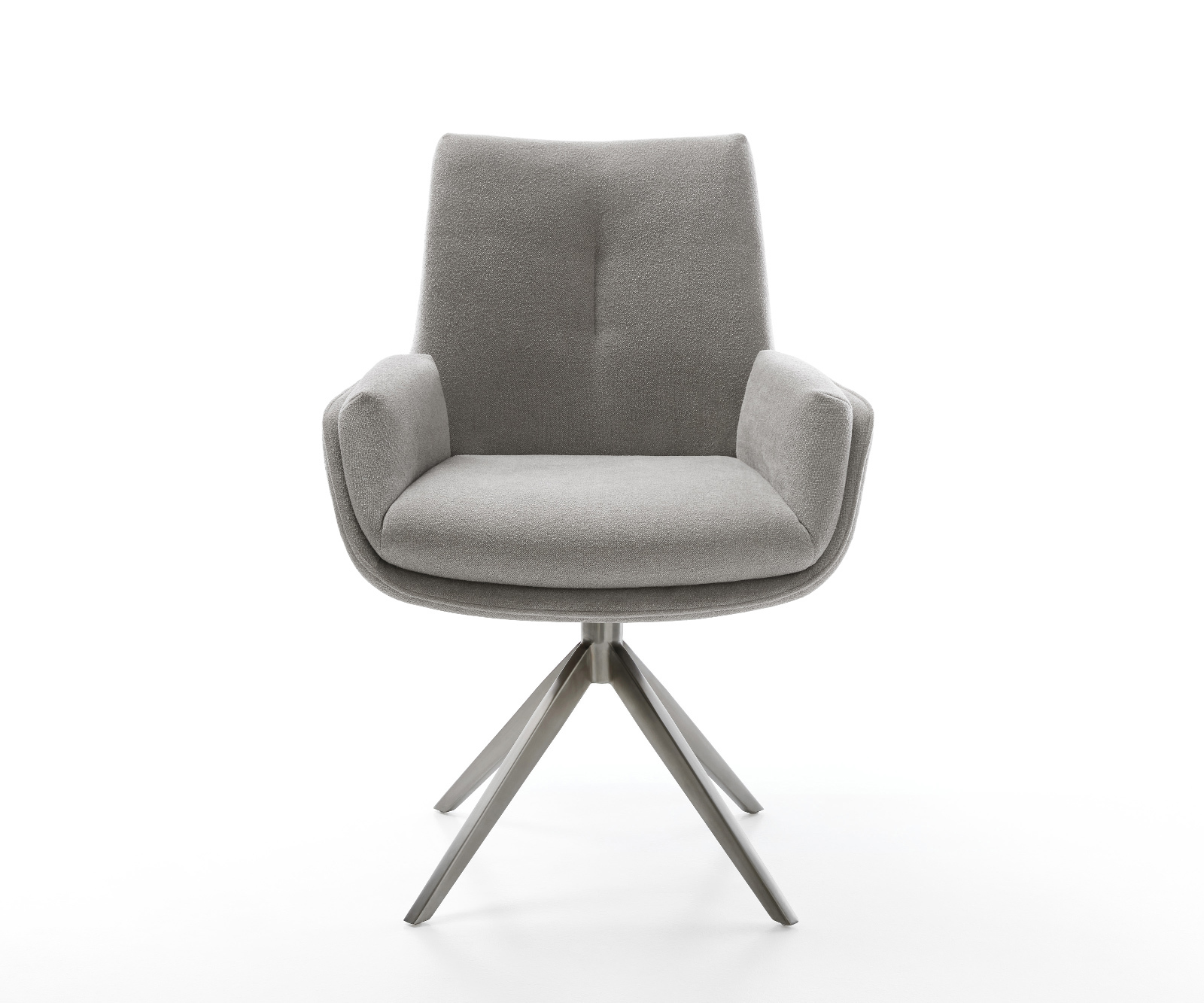 Jedálenská stolička Clea-Flex štruktúrovaná látka mäkký sivá krížová podstava široká grafitová 360° otočná hojdacia funkcia - Image 2