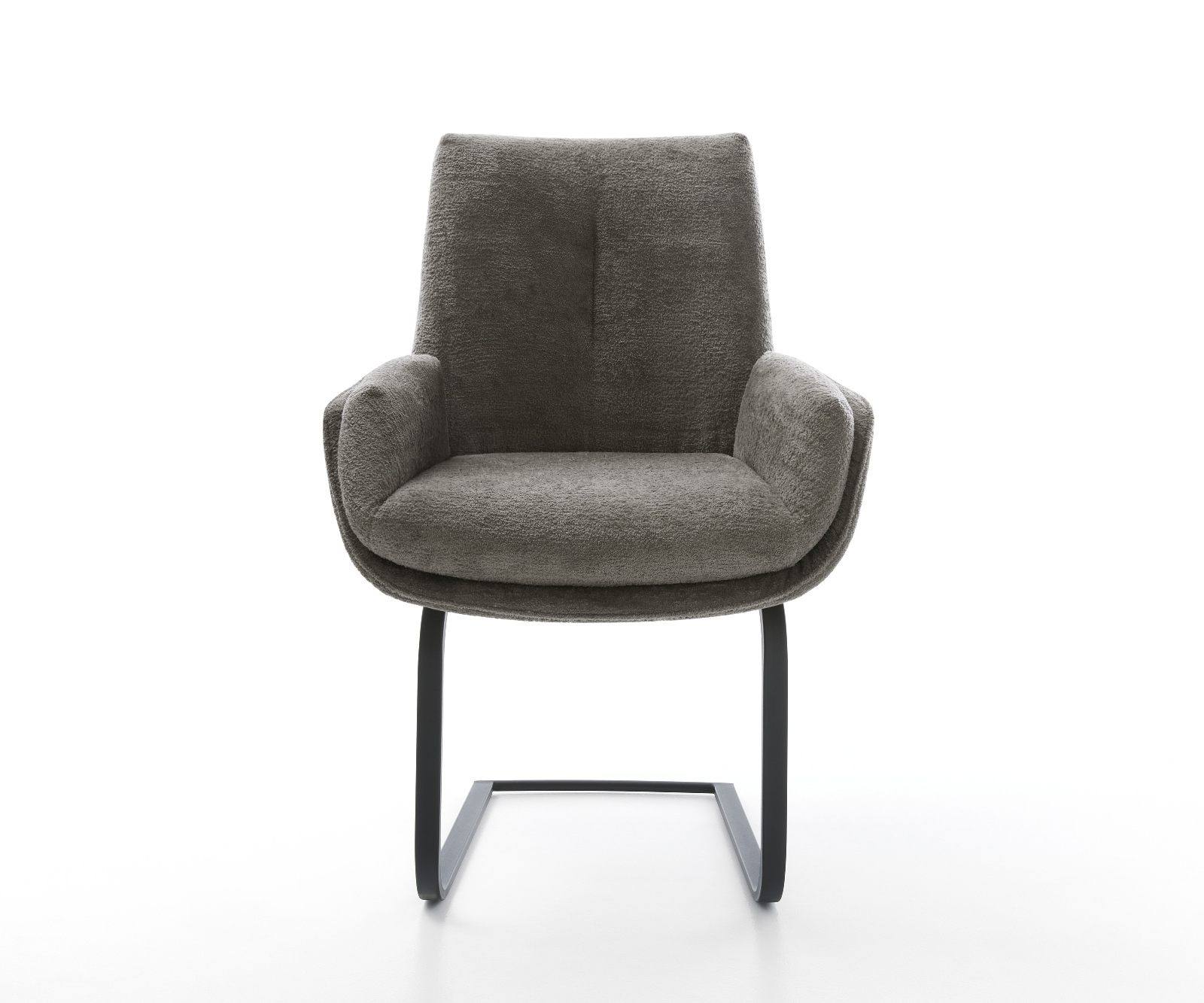 Konzolová jedálenská stolička Clea-Flex bouclé mäkký tmavobéžová konzolová jedálenská stolička plochá čierna - Image 2