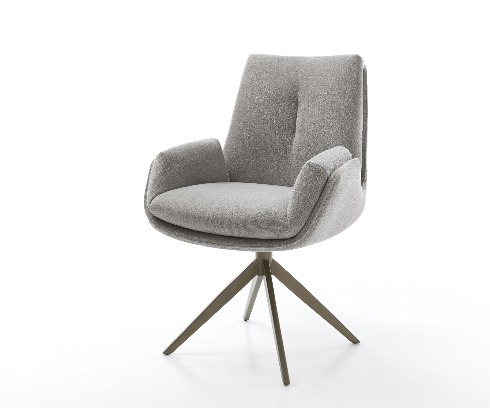 Jedálenská stolička Clea-Flex štruktúrovaná látka mäkký sivá krížová podstava široká titánová farba 360° otočný hojdacia funkcia