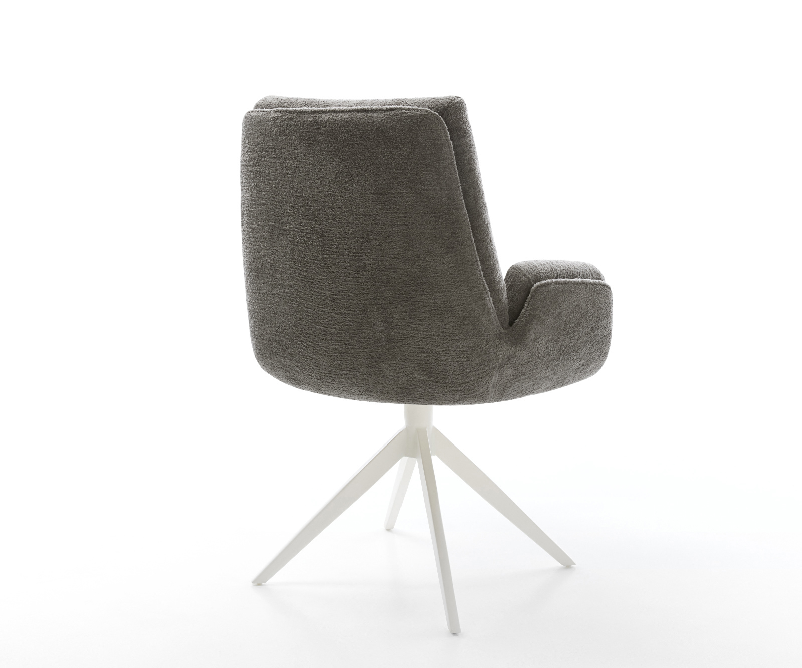 Jedálenská stolička Clea-Flex bouclé mäkký tmavobéžová krížová podstava široká biela 360° otočná hojdacia funkcia - Image 5