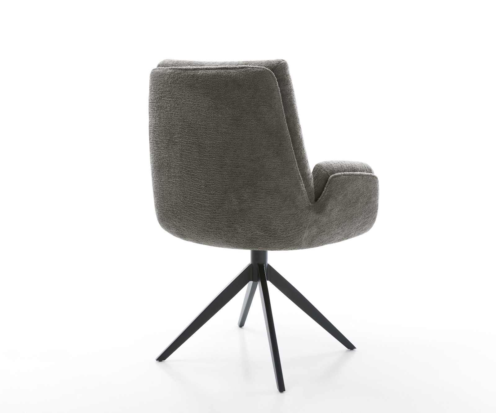 Jedálenská stolička Clea-Flex bouclé mäkký tmavobéžová krížová podstava široká čierna 360° otočná hojdacia funkcia - Image 5