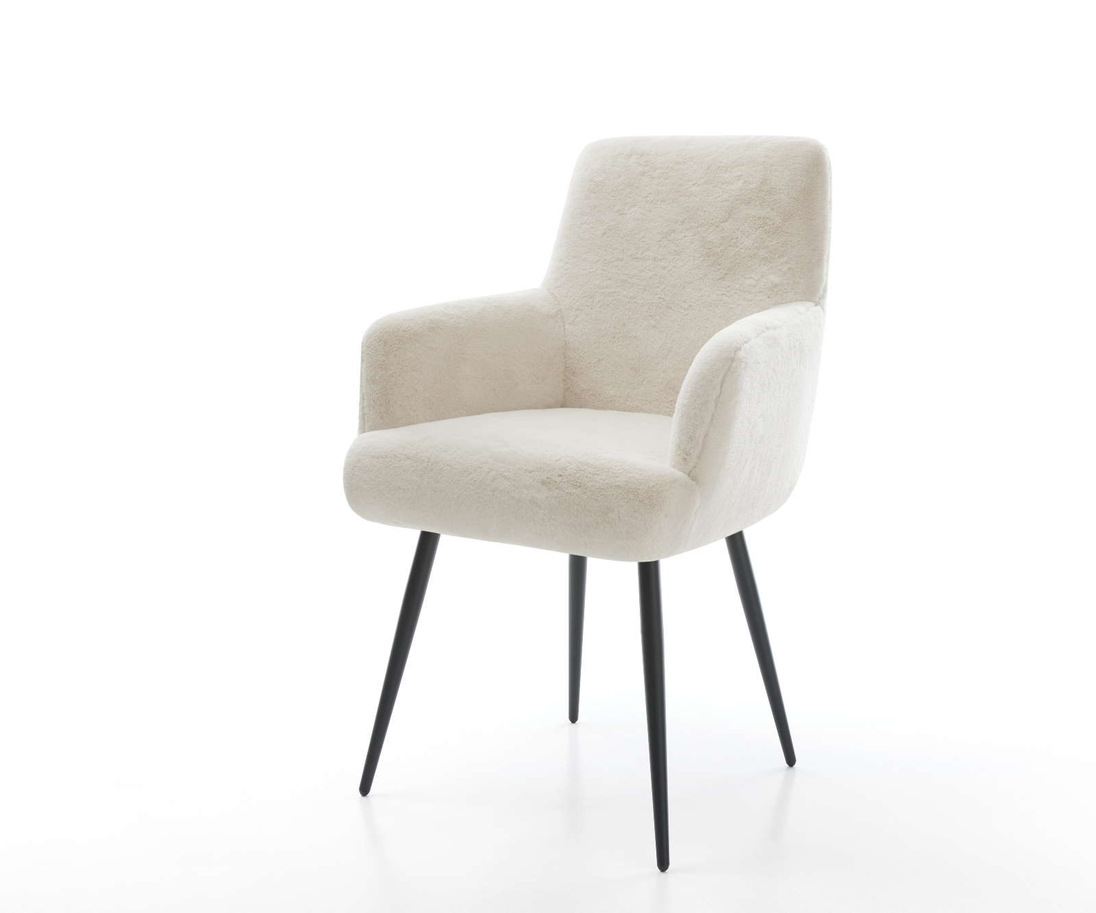 Jedálenská stolička Heira-Flex s opierkami plyšový manšester krémovo biela 4-nohá zúžená čierna vrecková pružina