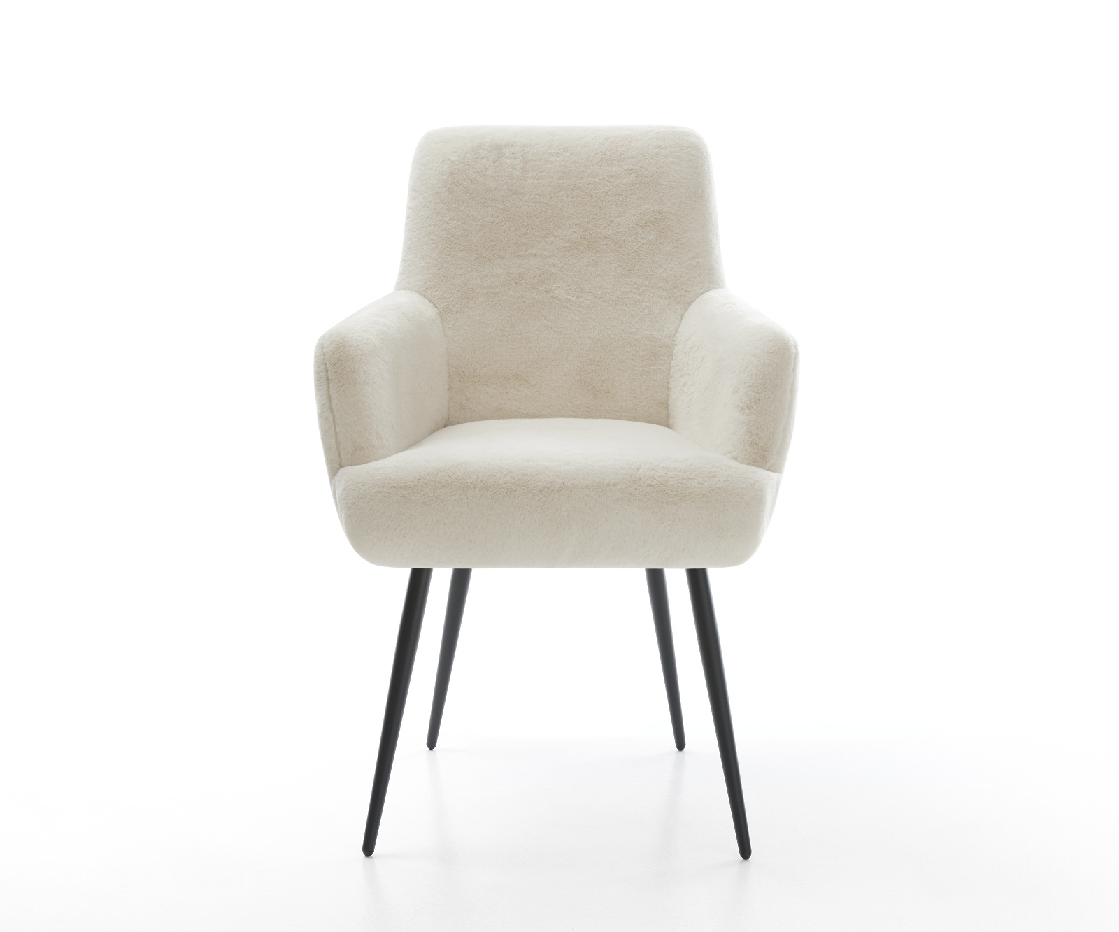 Jedálenská stolička Heira-Flex s opierkami plyšový manšester krémovo biela 4-nohá zúžená čierna vrecková pružina - Image 2