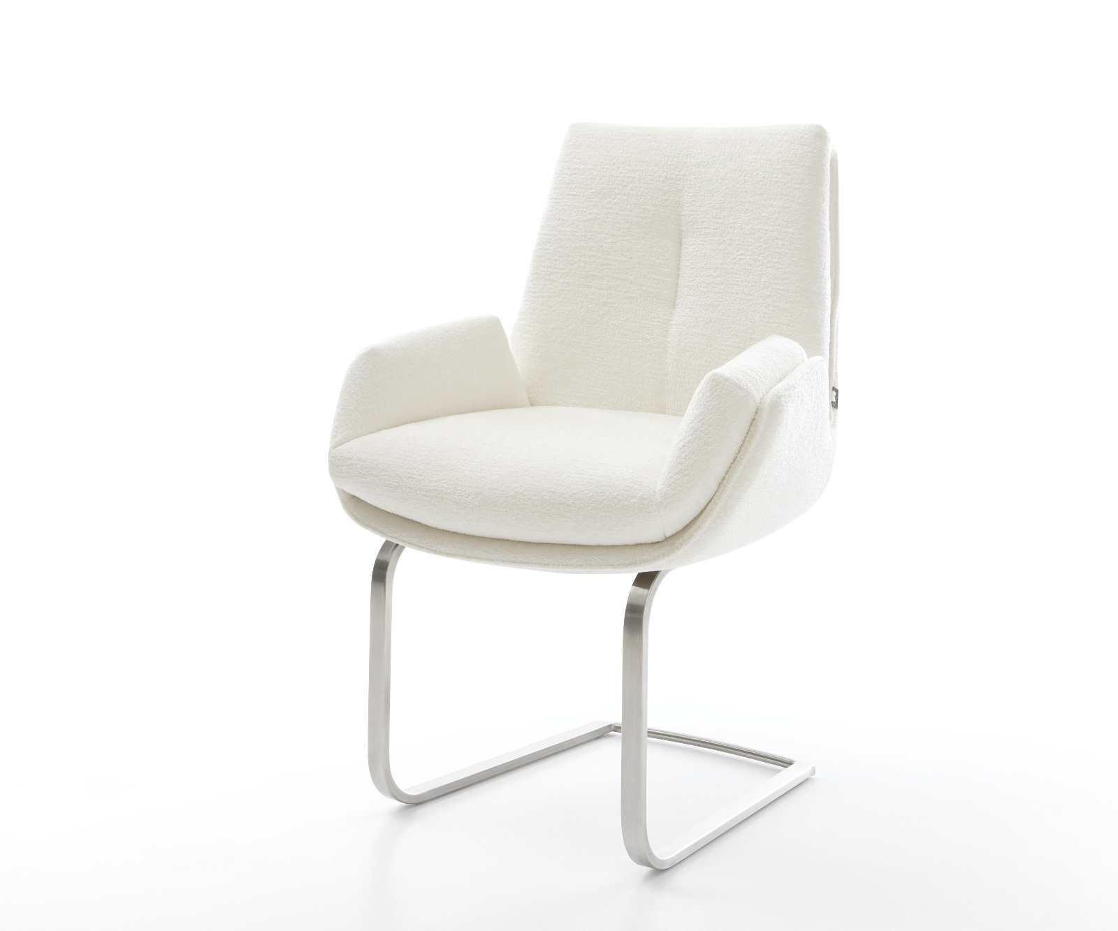 Konzolová jedálenská stolička Clea-Flex bouclé mäkký béžová konzolová jedálenská stolička plochá nerezová oceľ