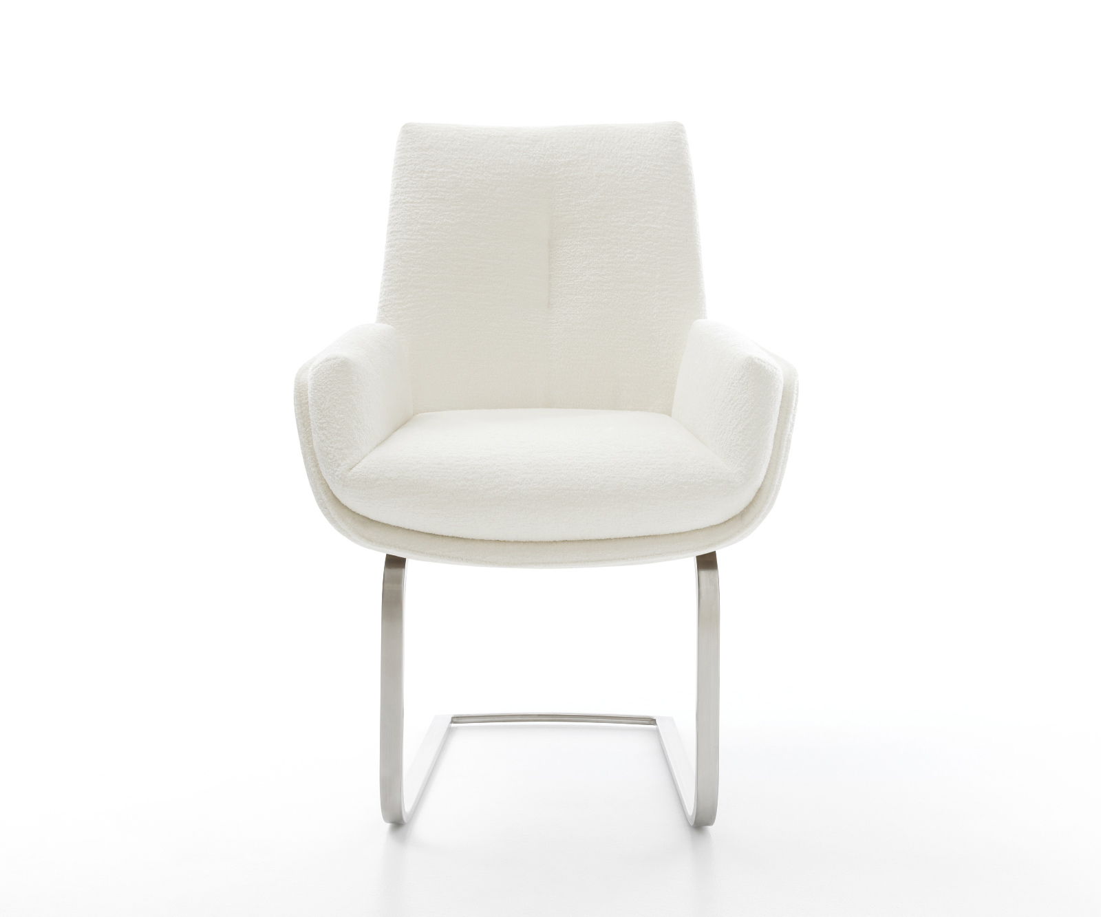 Konzolová jedálenská stolička Clea-Flex bouclé mäkký béžová konzolová jedálenská stolička plochá nerezová oceľ - Image 2