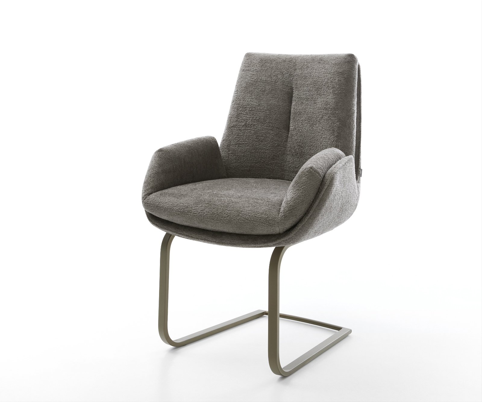 Konzolová jedálenská stolička Clea-Flex bouclé mäkký tmavobéžová konzolová plochý titánová farba