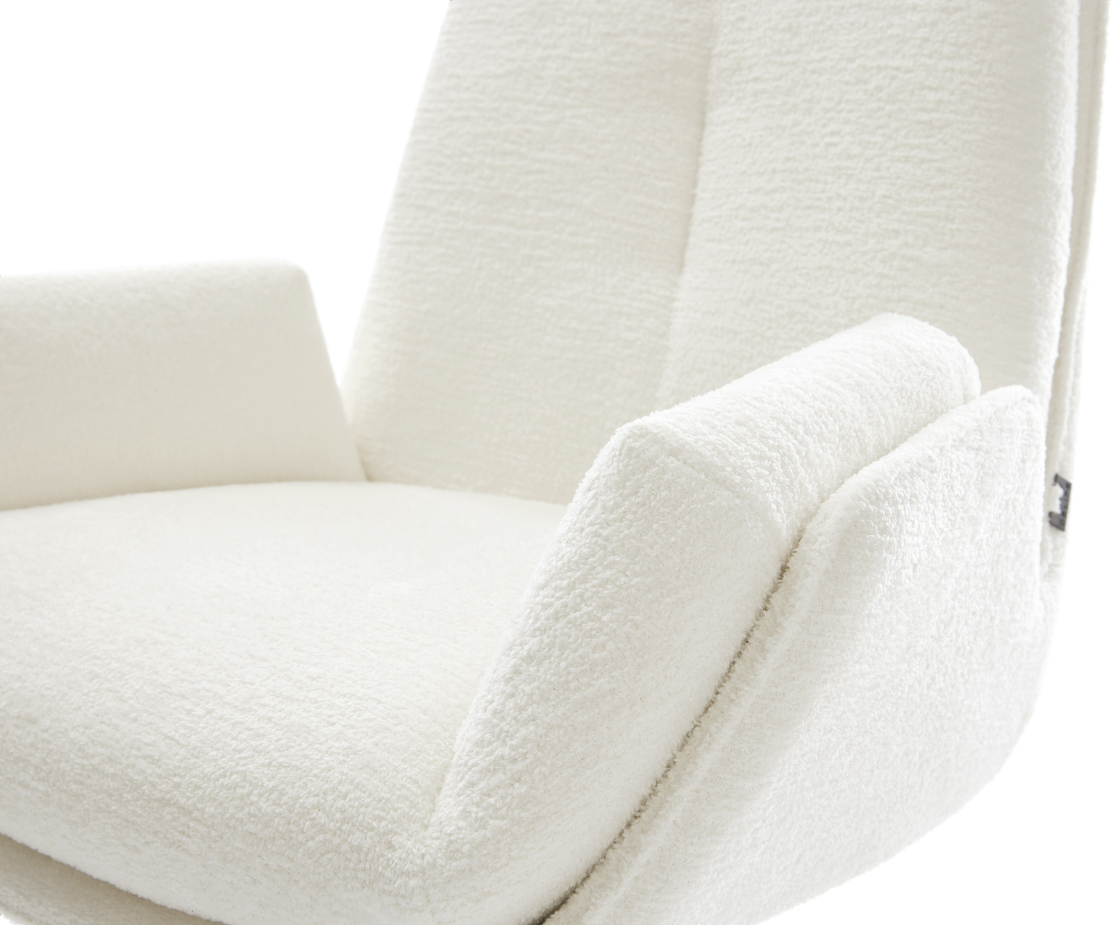 Jedálenská stolička Clea-Flex bouclé mäkký béžová krížová podstava široká nerezová oceľ 360° otočný hojdacia funkcia - Image 4