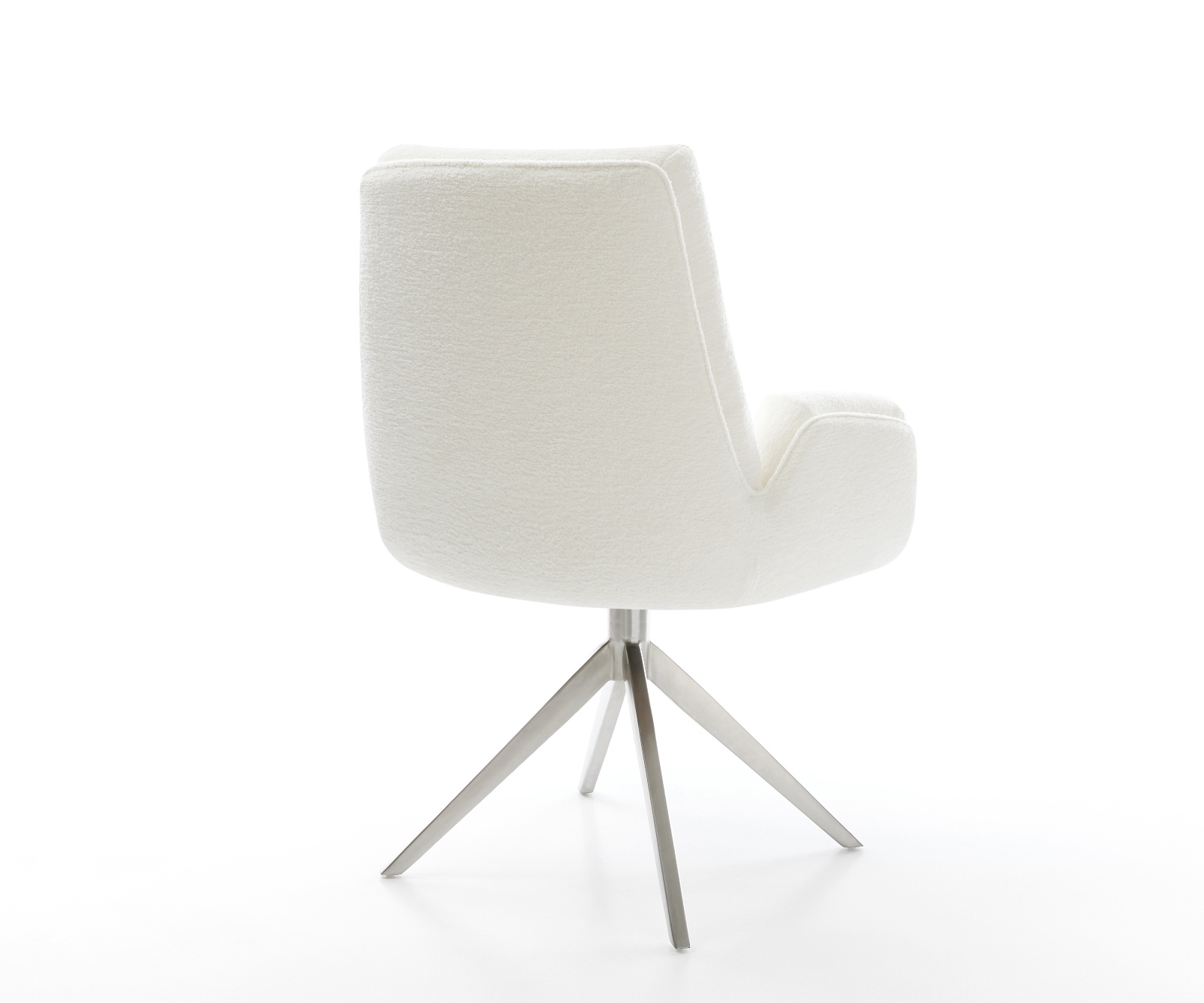 Jedálenská stolička Clea-Flex bouclé mäkký béžová krížová podstava široká nerezová oceľ 360° otočný hojdacia funkcia - Image 5