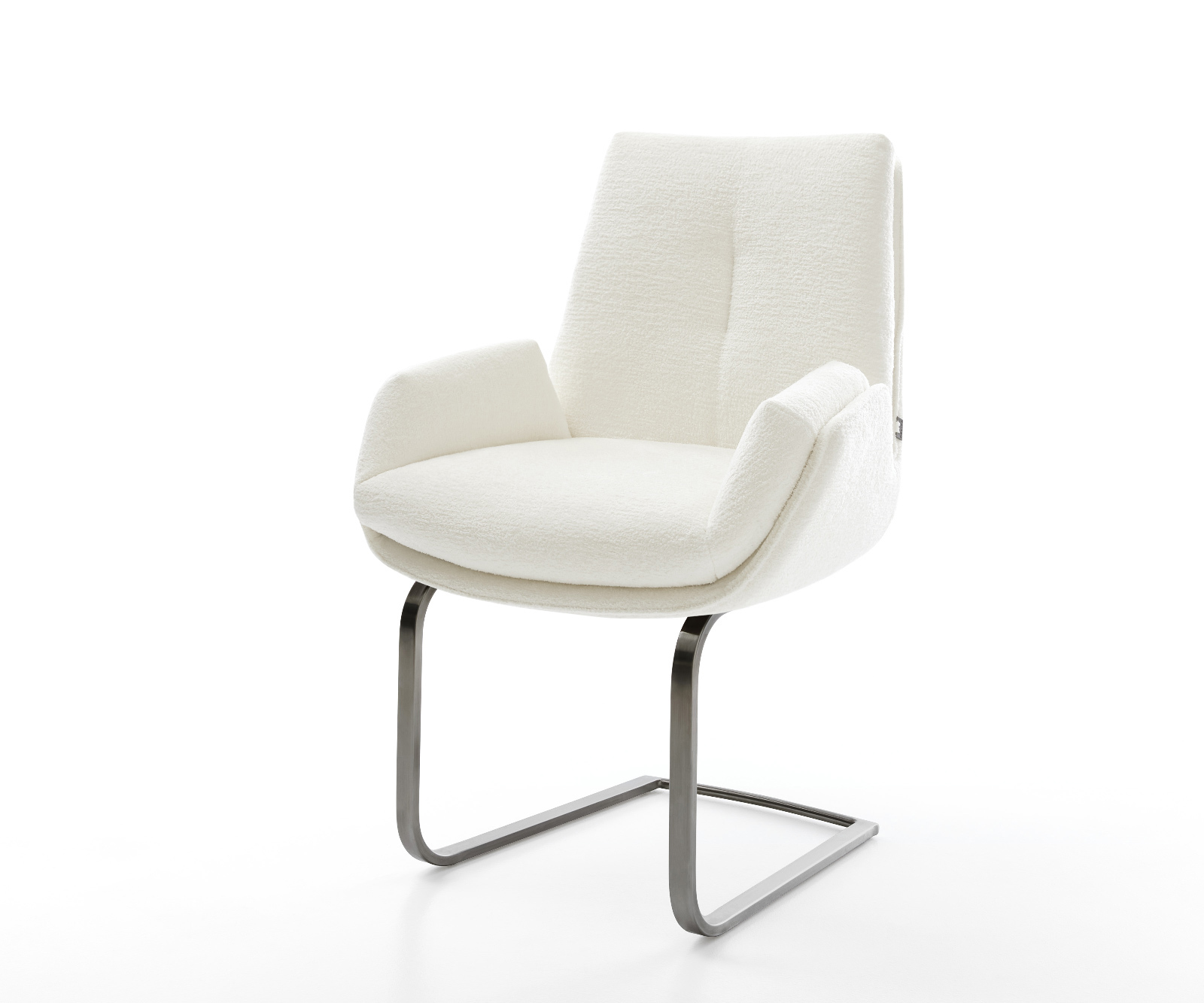 Konzolová jedálenská stolička Clea-Flex bouclé mäkká béžová konzolová jedálenská stolička plochá grafitová