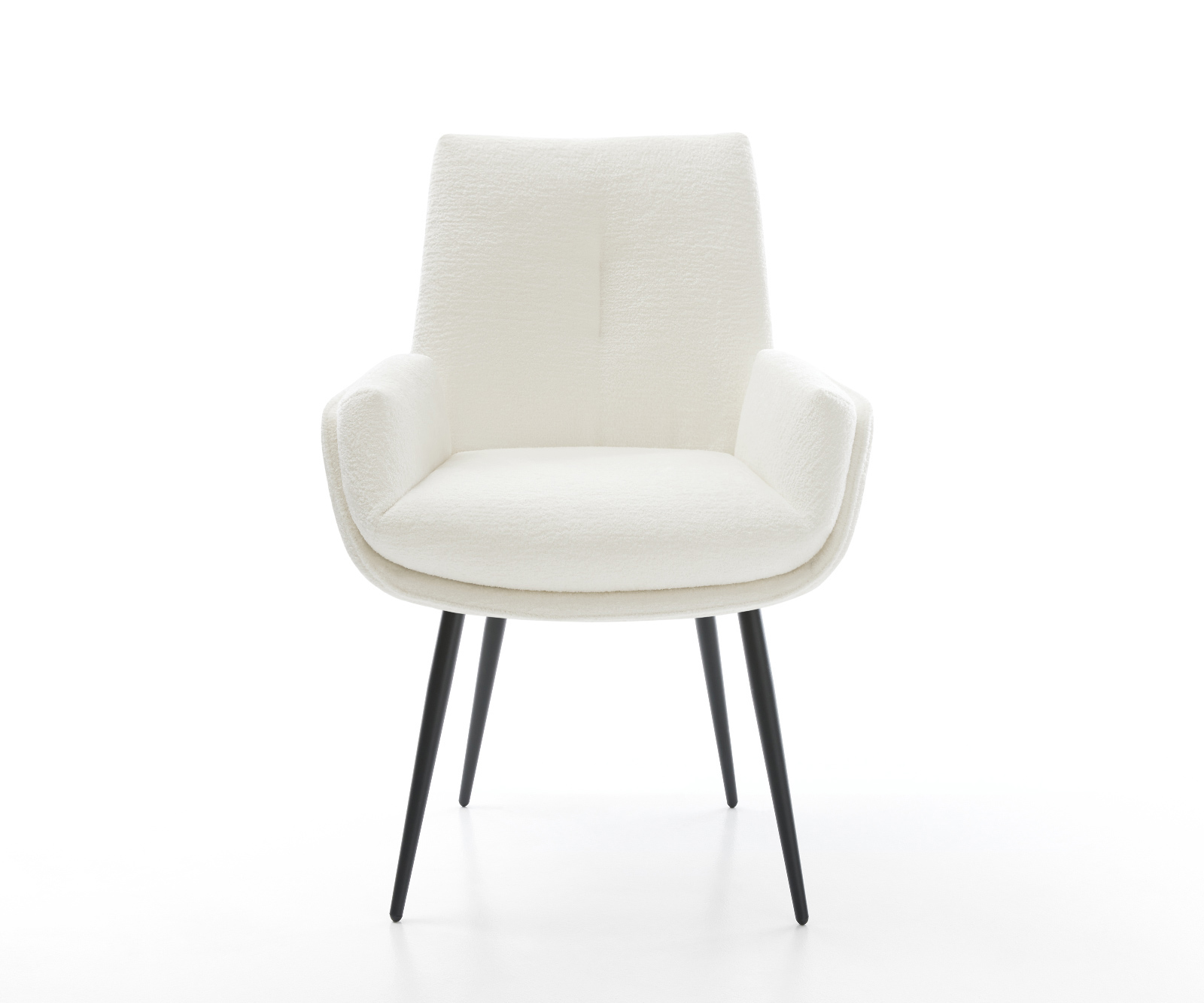 Jedálenská stolička Clea-Flex bouclé mäkký béžová 4-nohá zúžená čierna - Image 2