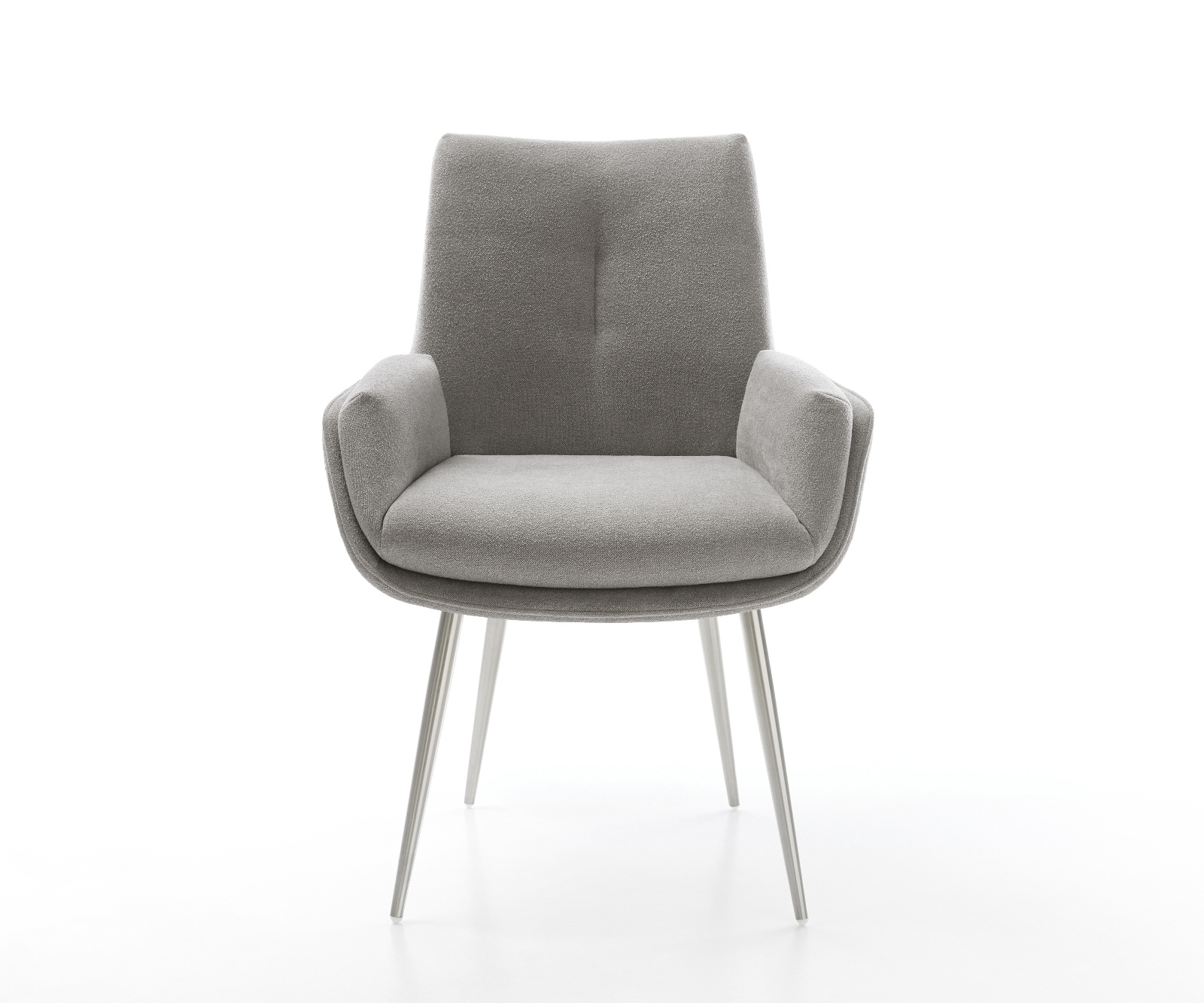 Jedálenská stolička Clea-Flex texturovaná látka mäkký sivá 4-nohá zúžená nerezová oceľ - Image 2