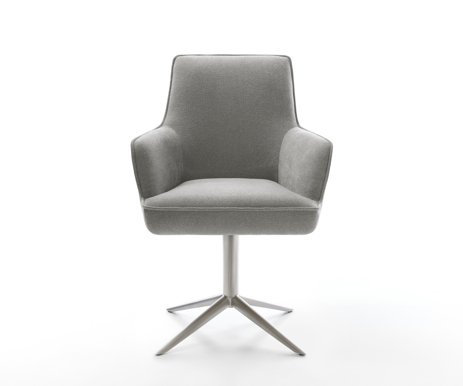 Jedálenská stolička Heira-Flex s opierkami texturovaná látka mäkká sivá krížová podstava nerezová oceľ 360° otočný hojdacia funkcia vrecková pružina - Image 2