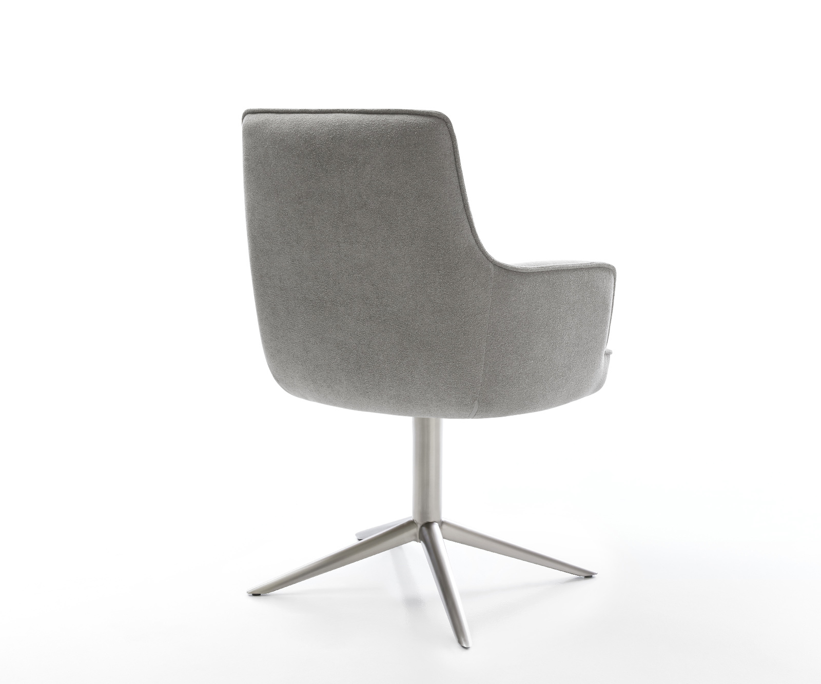 Jedálenská stolička Heira-Flex s opierkami texturovaná látka mäkká sivá krížová podstava nerezová oceľ 360° otočný hojdacia funkcia vrecková pružina - Image 5