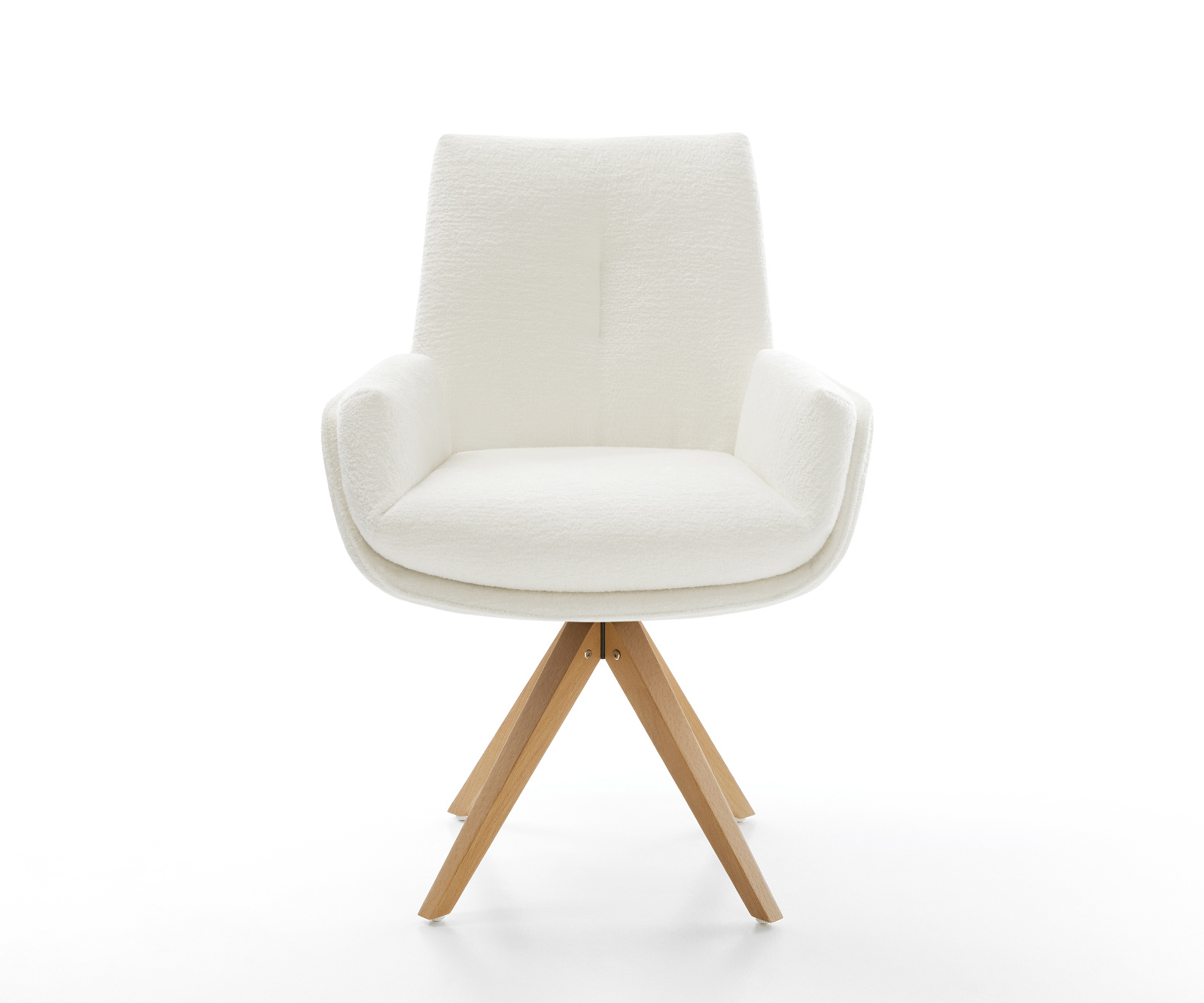 Jedálenská stolička Clea-Flex bouclé mäkký béžová drevená podstava hranatá prírodná 180° otočná - Image 2