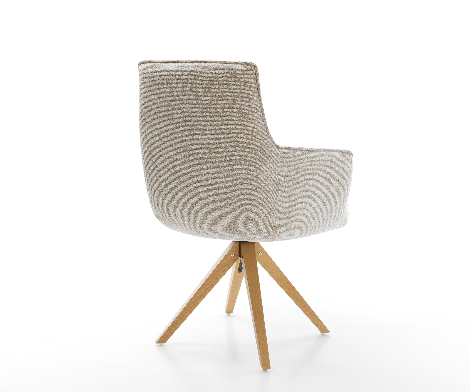 Jedálenská stolička Heira-Flex s opierkami tkanina mäkká béžová drevená podstava hranatá prírodná 180° otočný vrecková pružina - Image 5