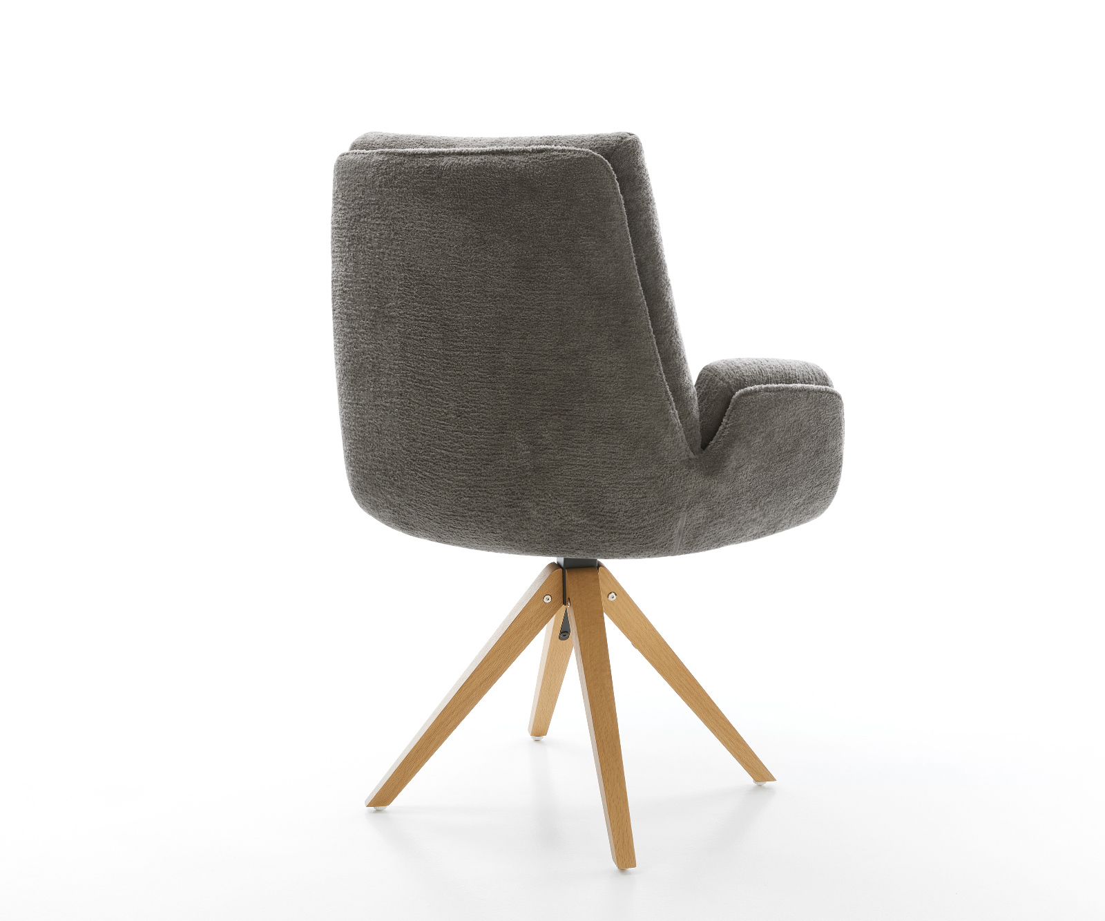 Jedálenská stolička Clea-Flex bouclé mäkký tmavobéžová drevená podstava hranatá prírodná 180° otočná - Image 5