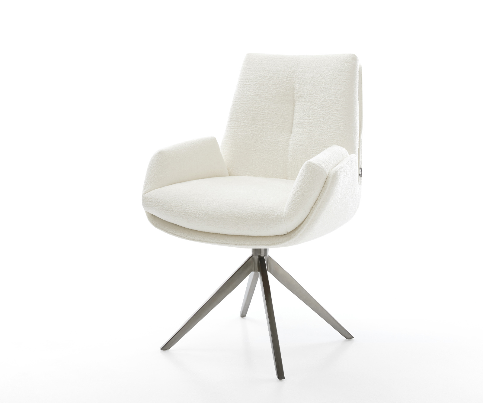 Jedálenská stolička Clea-Flex bouclé mäkký béžová krížová podstava široká grafitová 360° otočná hojdacia funkcia