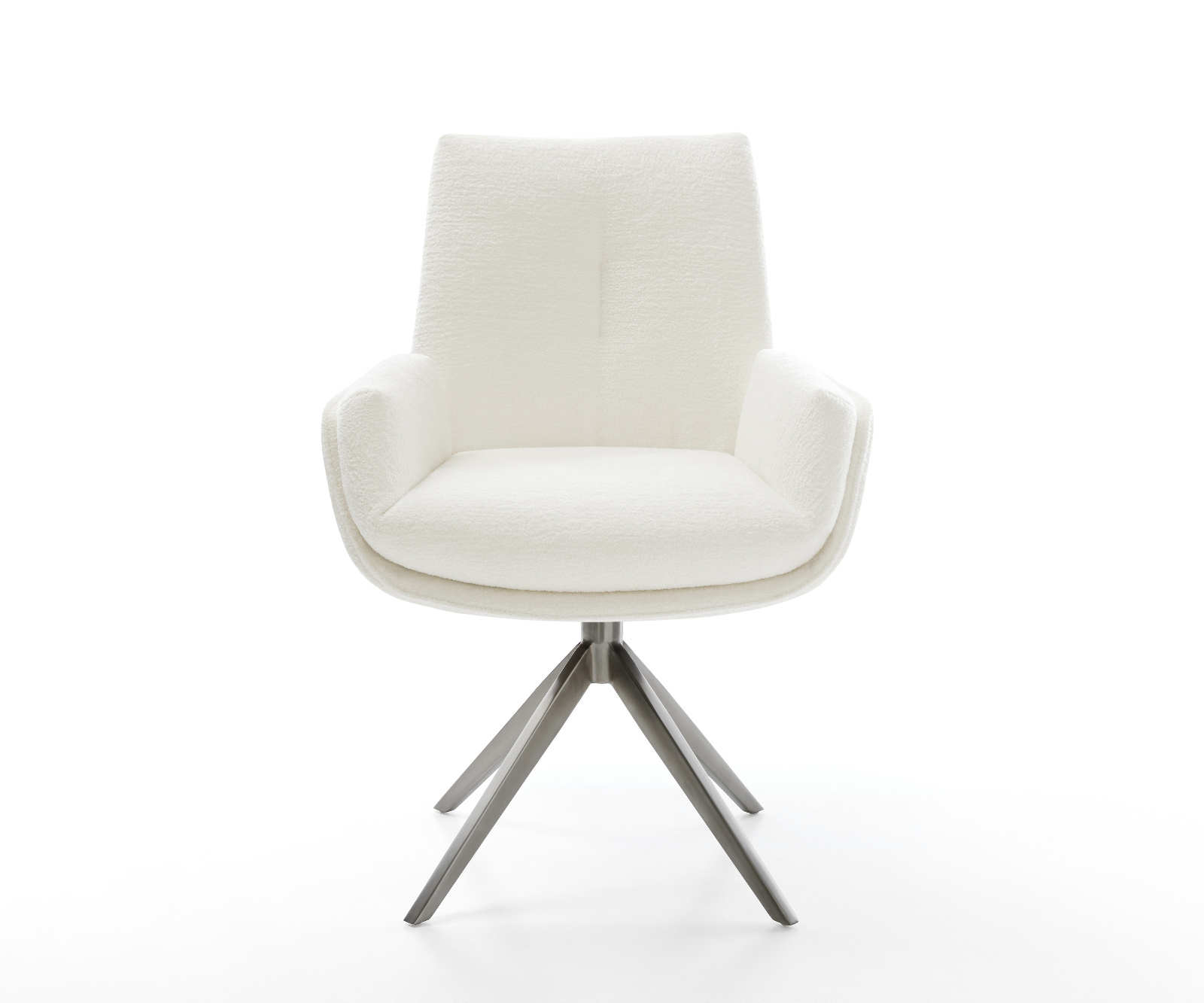 Jedálenská stolička Clea-Flex bouclé mäkký béžová krížová podstava široká grafitová 360° otočná hojdacia funkcia - Image 2