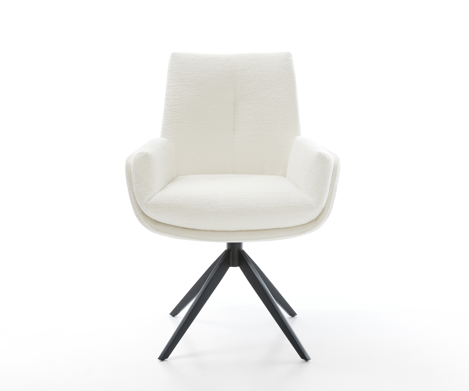 Jedálenská stolička Clea-Flex bouclé mäkký béžová krížová podstava široká čierna 360° otočný hojdacia funkcia - Image 2