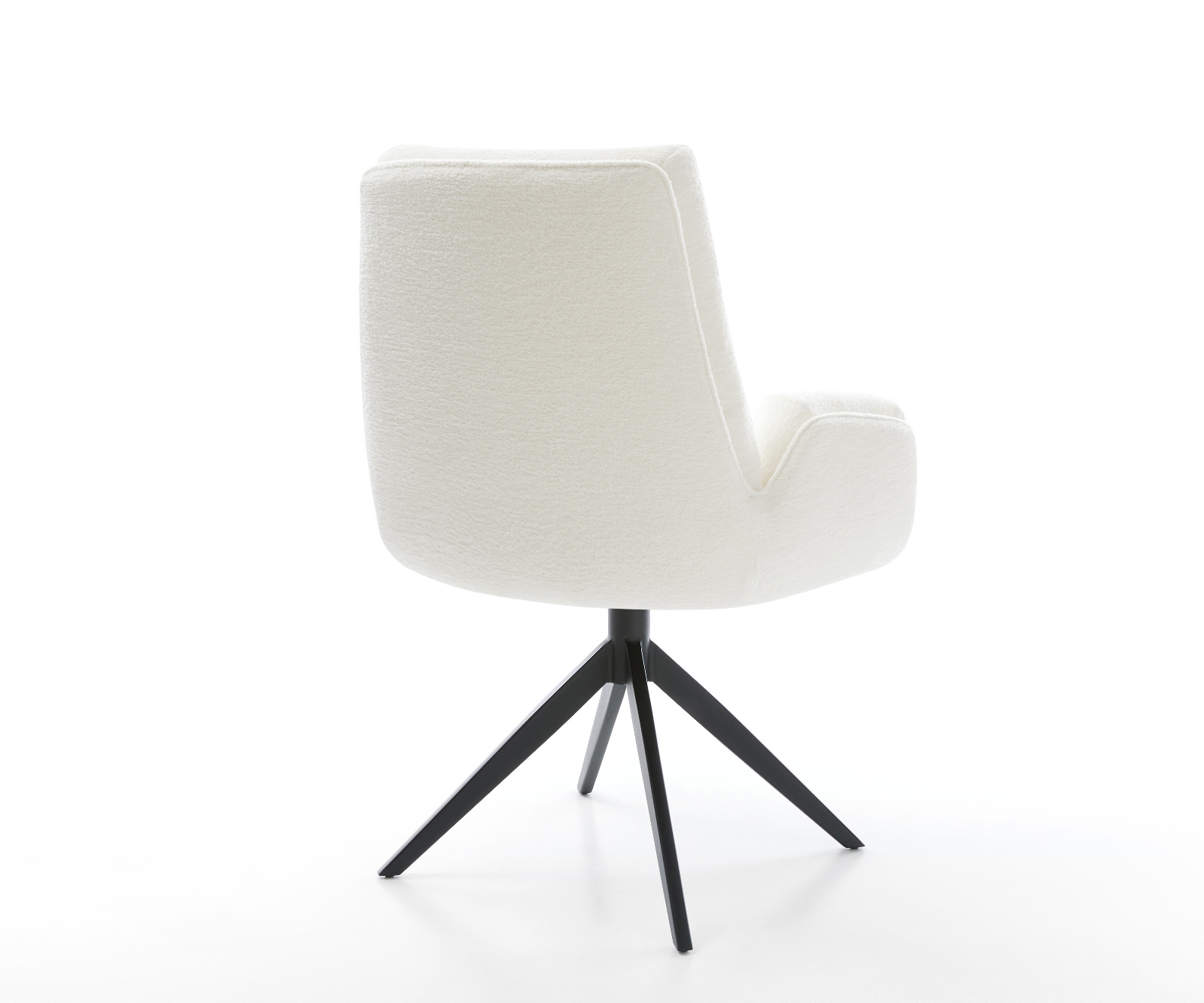 Jedálenská stolička Clea-Flex bouclé mäkký béžová krížová podstava široká čierna 360° otočný hojdacia funkcia - Image 5