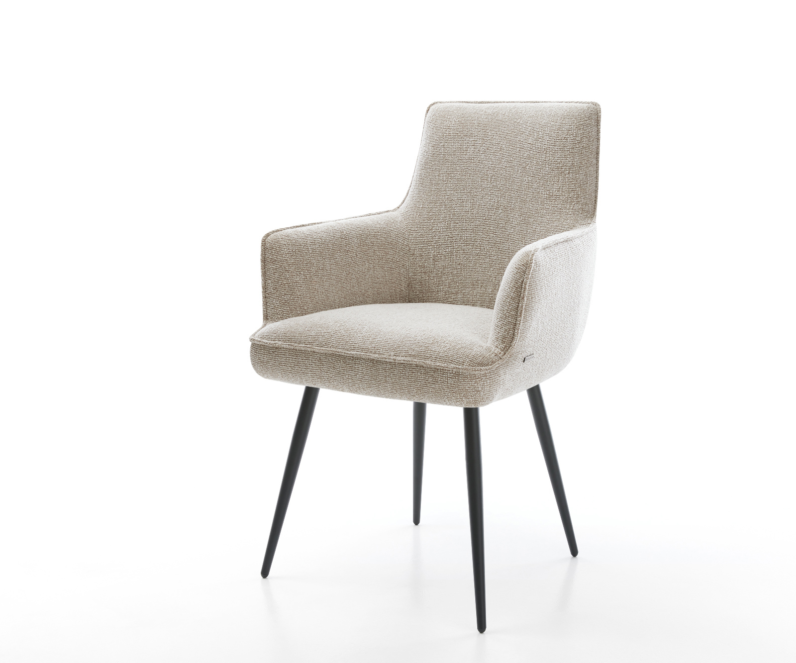 Jedálenská stolička Heira-Flex s opierkami tkanina mäkký béžová 4-nohá zúžená čierna vrecková pružina