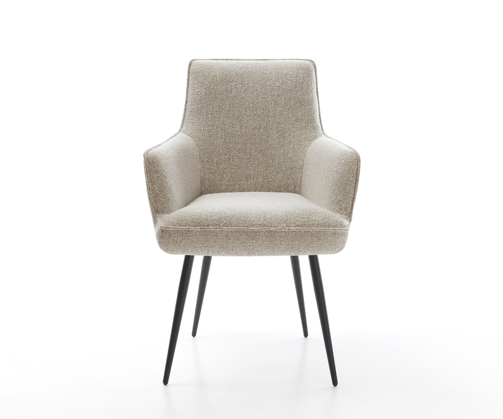 Jedálenská stolička Heira-Flex s opierkami tkanina mäkký béžová 4-nohá zúžená čierna vrecková pružina - Image 2