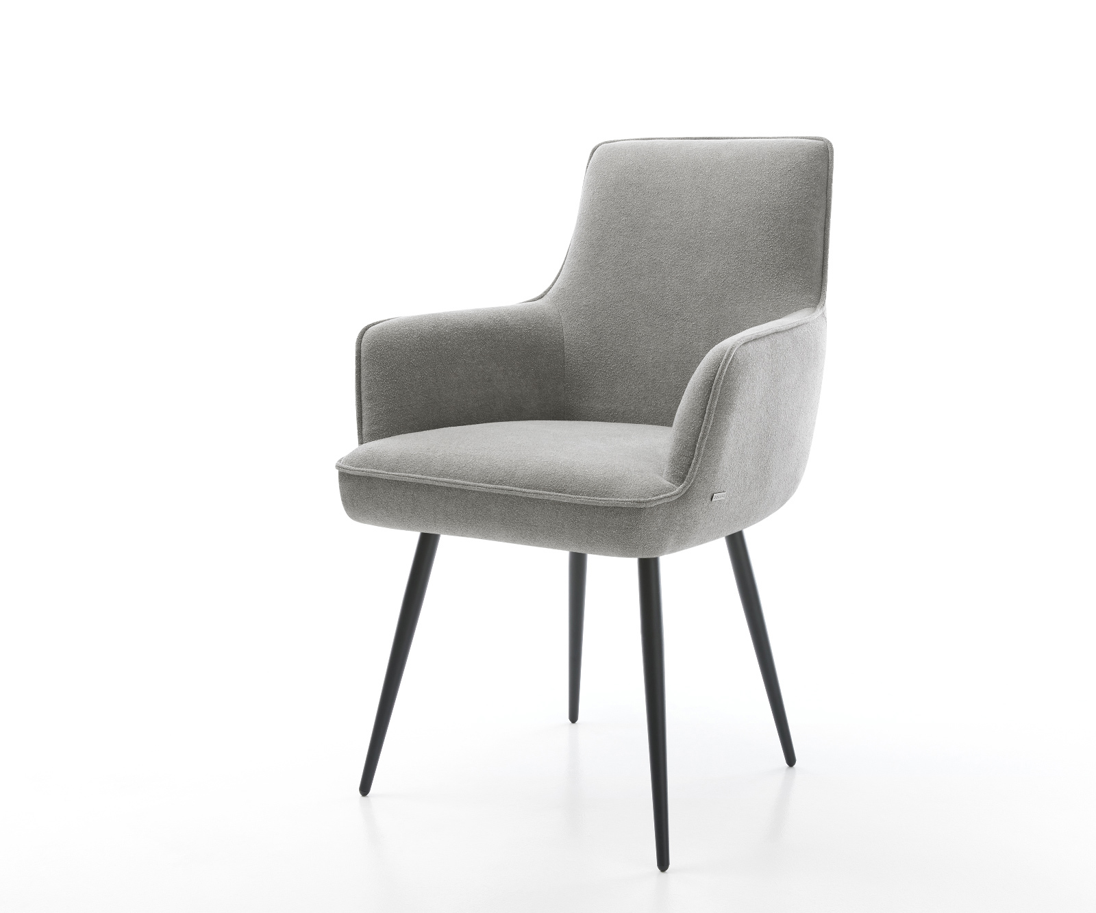 Jedálenská stolička Heira-Flex s opierkami texturovaná látka mäkký sivá 4-nohá zúžená čierna vrecková pružina