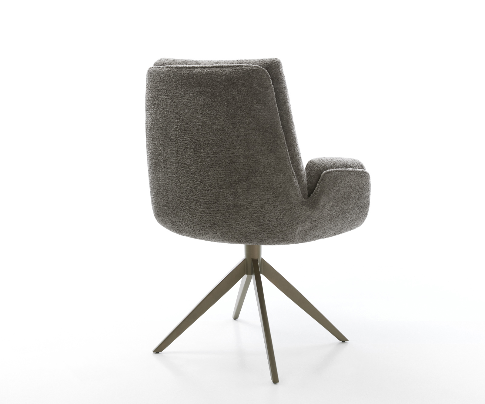 Jedálenská stolička Clea-Flex bouclé mäkký tmavobéžová krížová podstava široká titánová farba 360° otočný hojdacia funkcia - Image 5