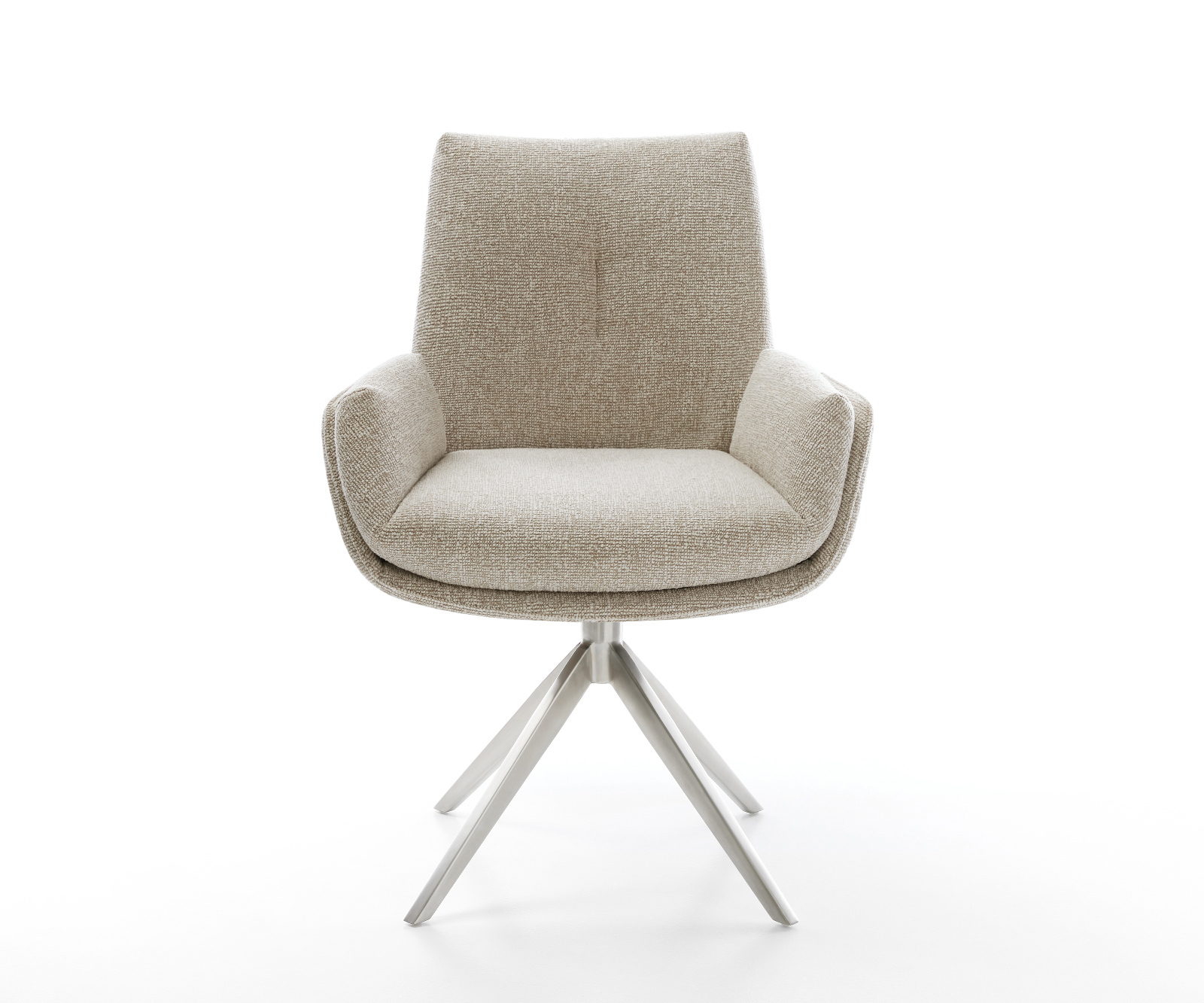 Jedálenská stolička Clea-Flex tkanina mäkká béžová krížová podstava široká nerezová oceľ 360° otočná hojdacia funkcia - Image 2