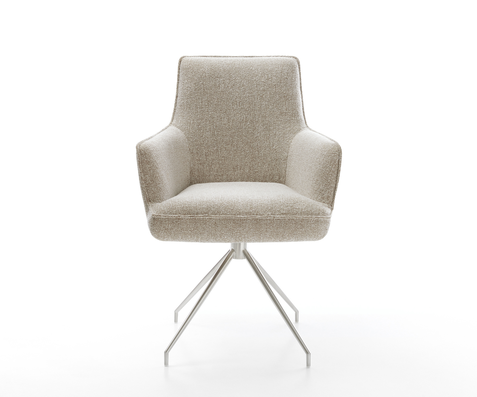 Jedálenská stolička Heira-Flex s opierkami tkanina mäkká béžová krížová podstava zúžená nerezová oceľ vrecková pružina - Image 2