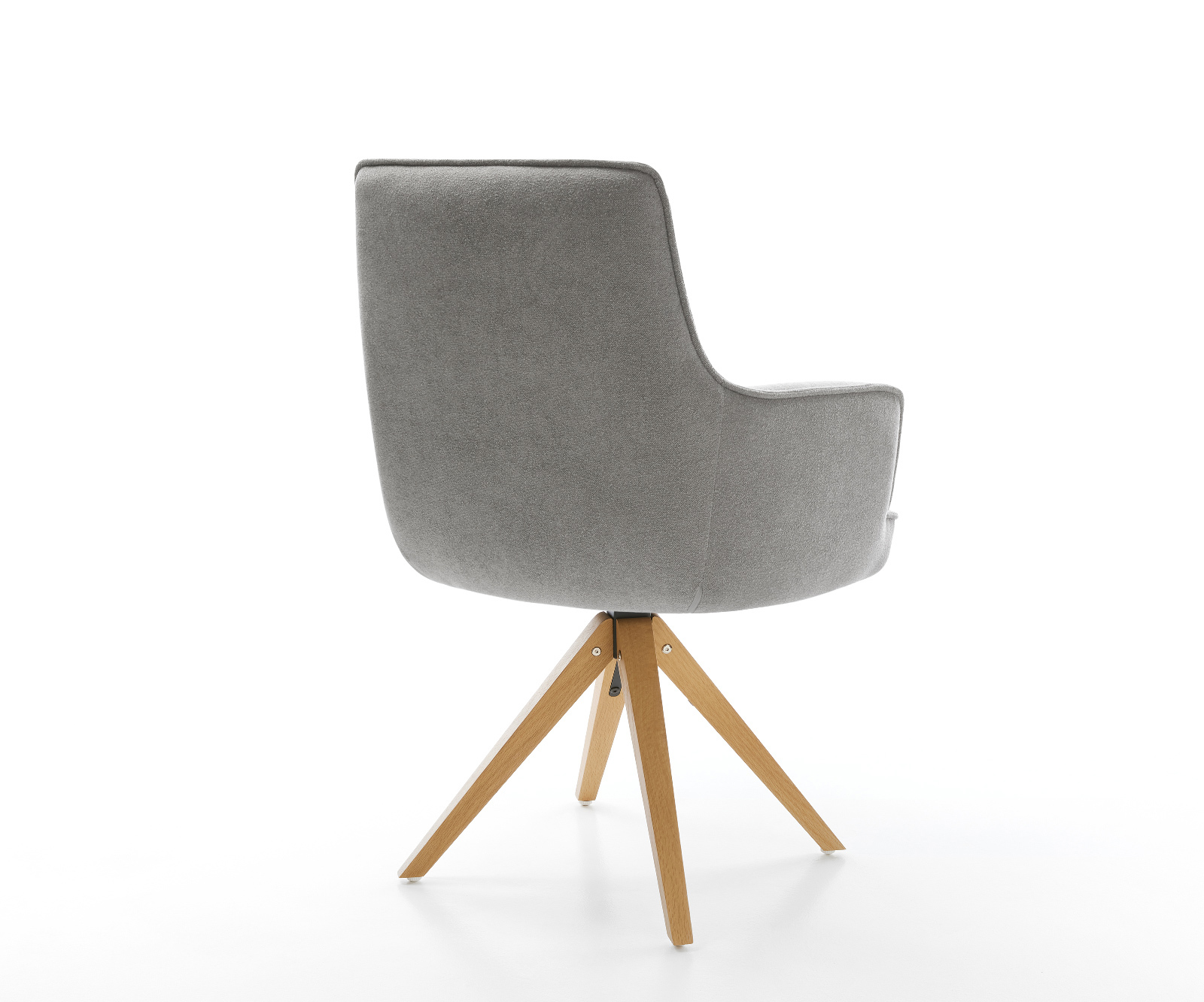 Jedálenská stolička Heira-Flex s opierkami texturovaná látka mäkký sivá drevená podstava hranatá prírodná 180° otočný vrecková pružina - Image 5