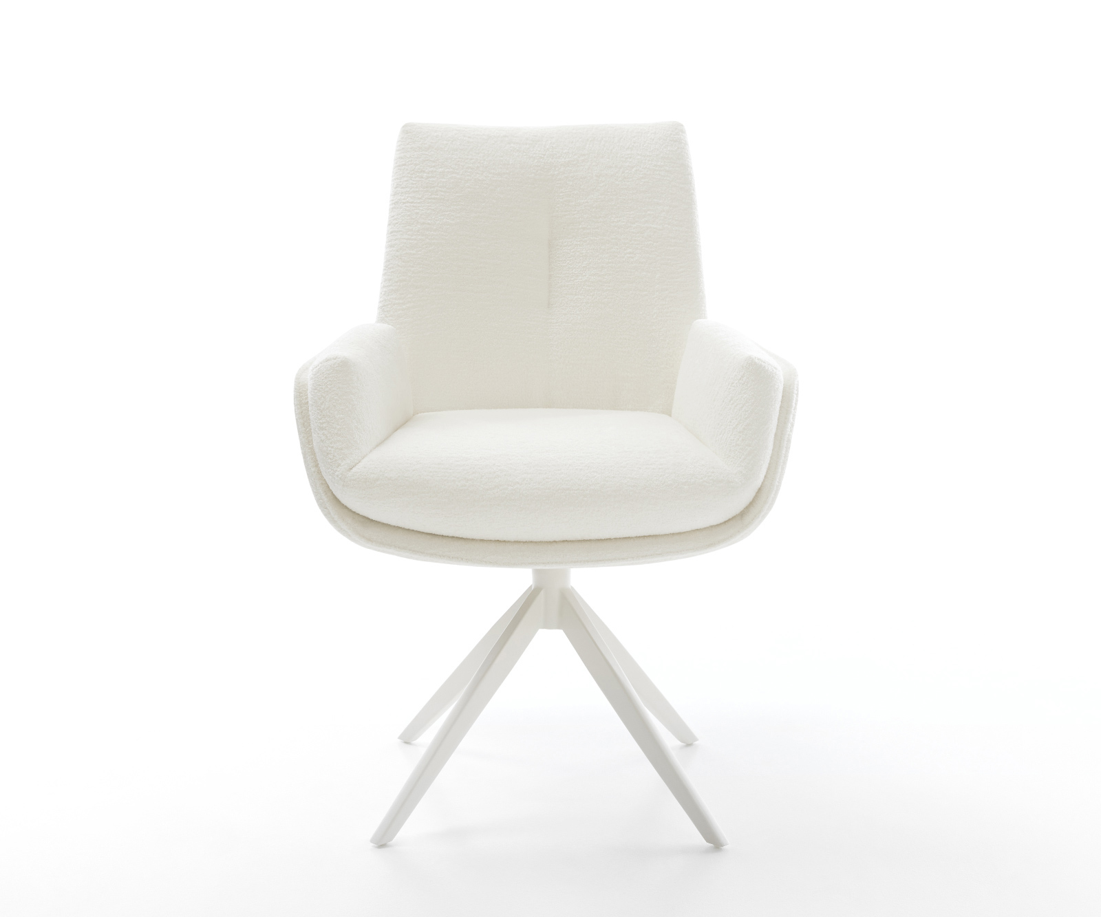 Jedálenská stolička Clea-Flex bouclé mäkký béžová krížová podstava široká biela 360° otočná s hojdacou funkciou - Image 2