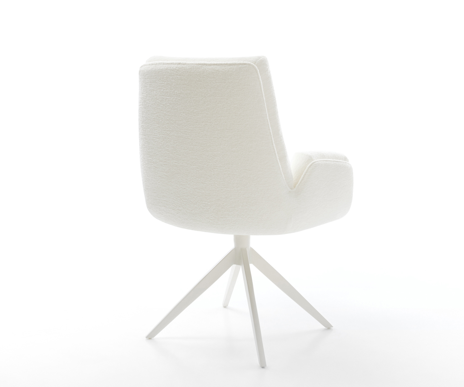 Jedálenská stolička Clea-Flex bouclé mäkký béžová krížová podstava široká biela 360° otočná s hojdacou funkciou - Image 5